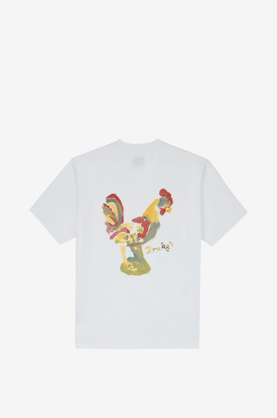 DRAKES T-shirt à col rond imprimé en coton Homme BLANC 2
