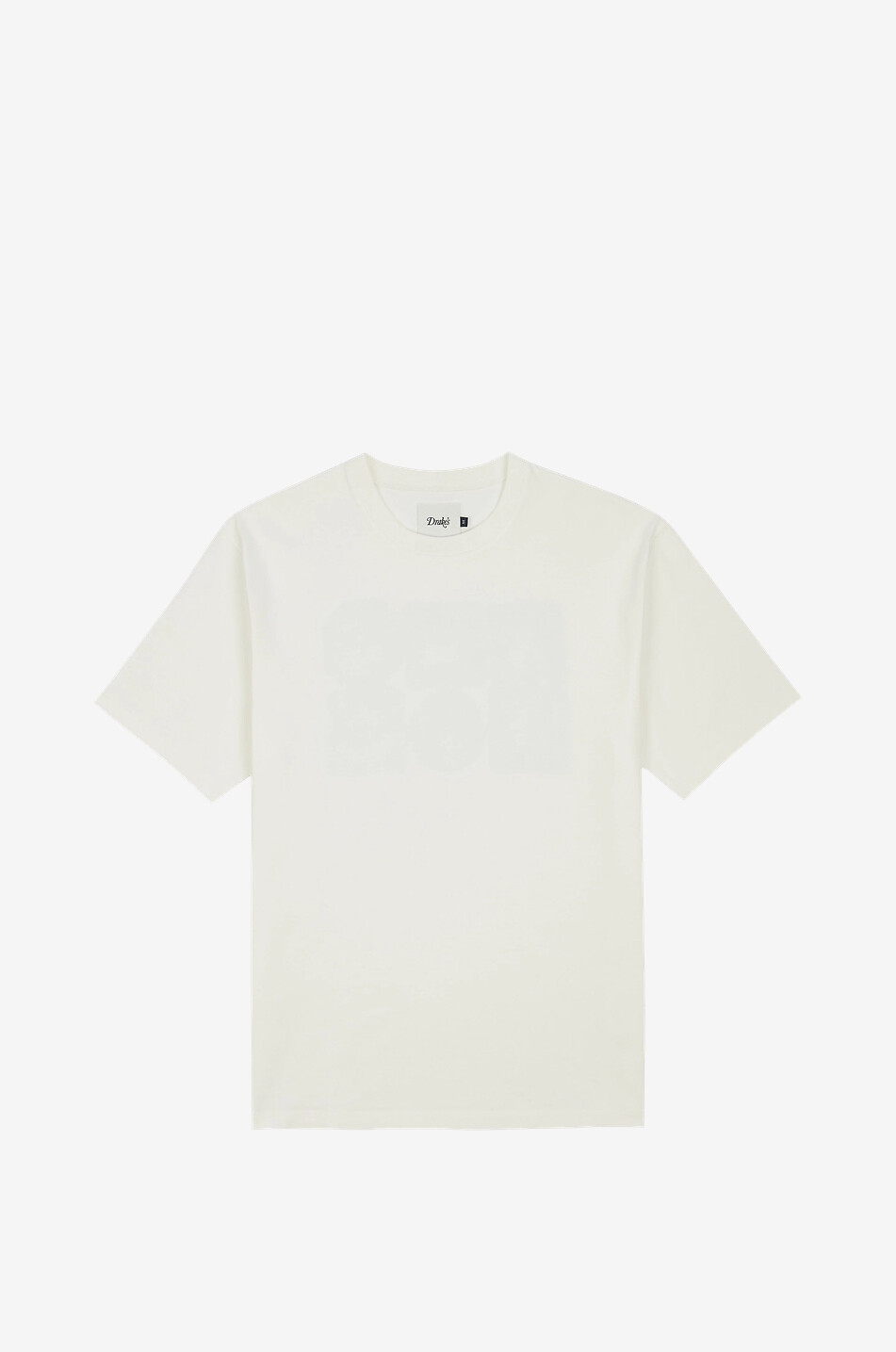DRAKES Round-neck printed cotton t-shirt Men EGGSHELL 1