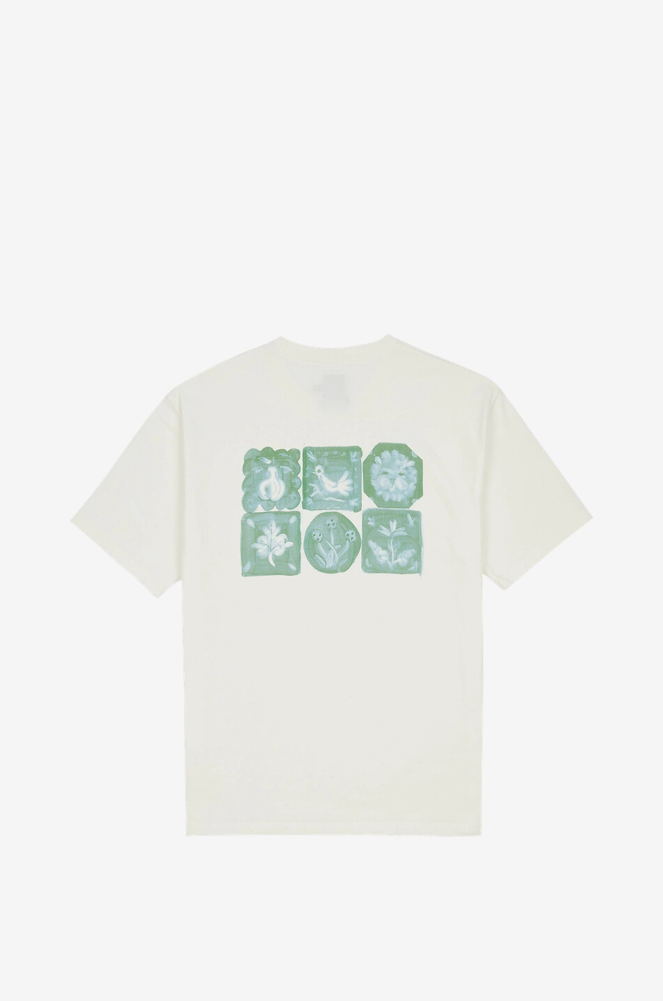 DRAKES Round-neck printed cotton t-shirt Men EGGSHELL 2