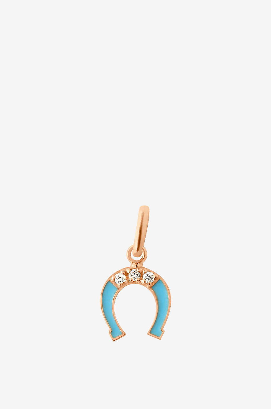 Anhänger aus Roségold mit Diamanten Fer à Cheval Turquoise