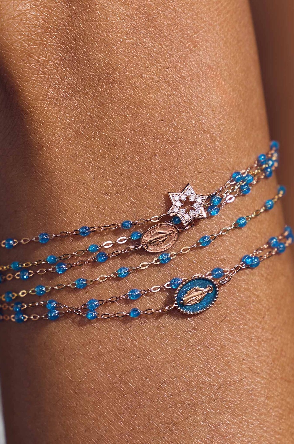 GIGI CLOZEAU Étoile Azur pink gold and resin bracelet with diamond - 17cm Women MEDIUM BLUE 2