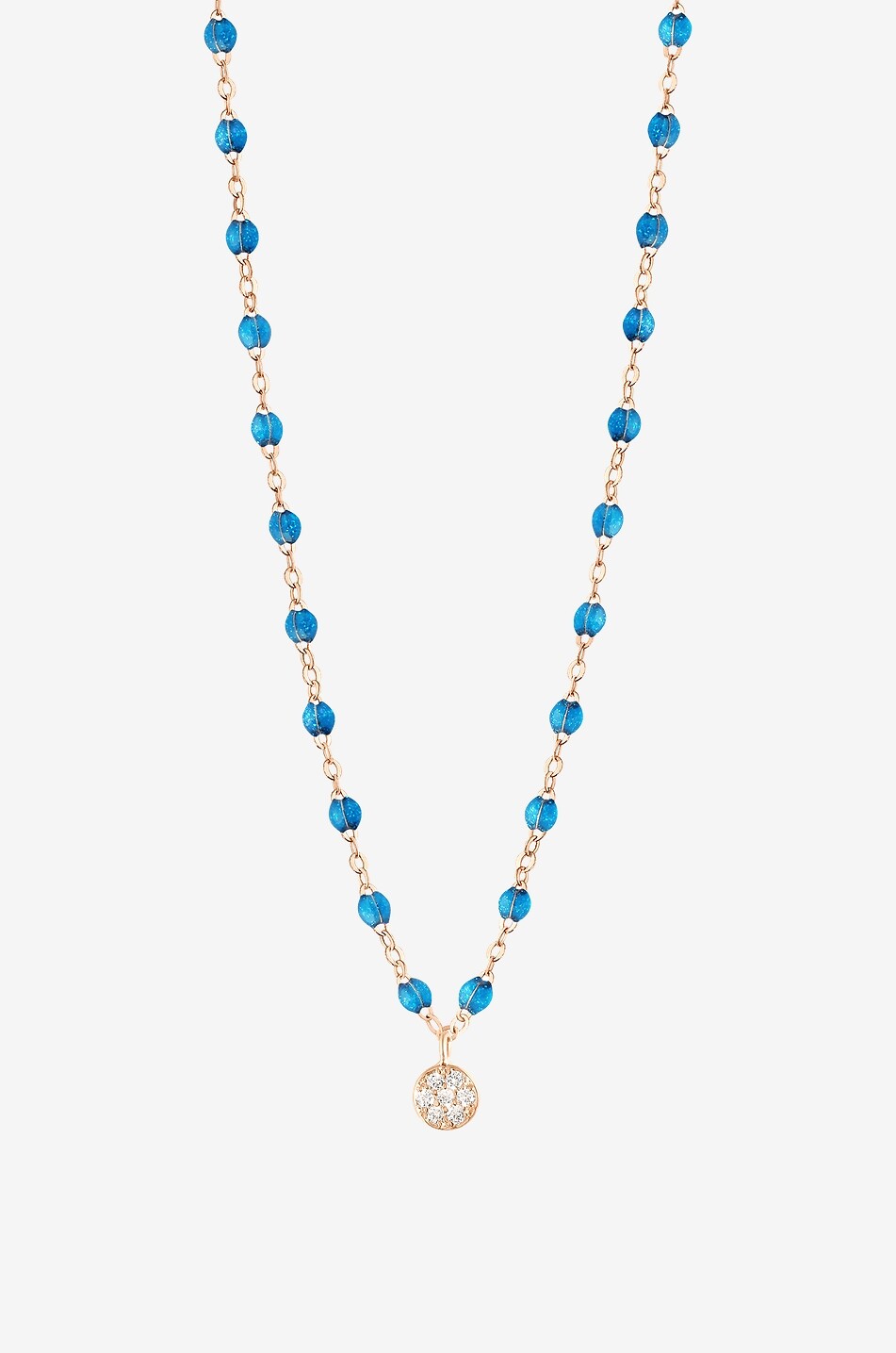 GIGI CLOZEAU Collier en or rose à pendentif diamant Puce Azur - 42 cm Femme BLEU MOYEN 1