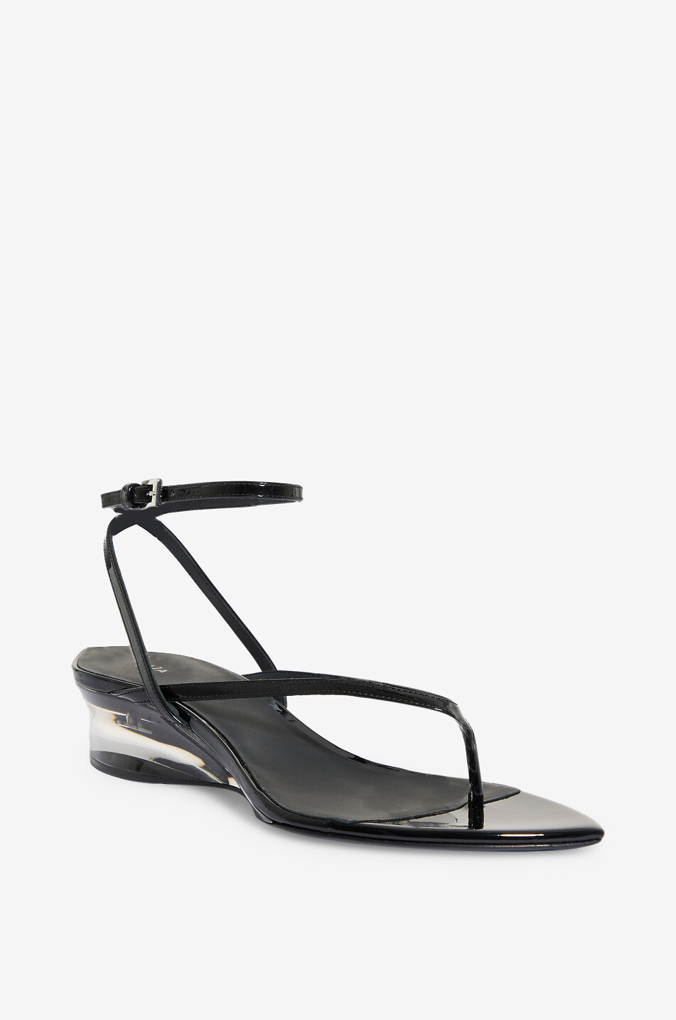 ALAÏA Sandales à talons compensés en cuir verni Femme NOIR 1
