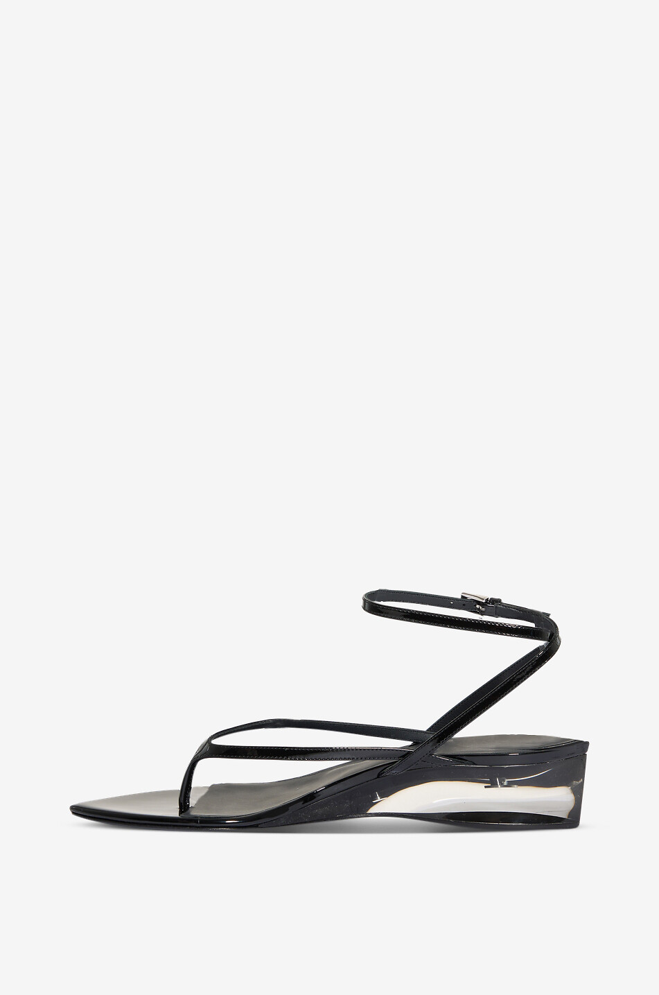 ALAÏA Sandales à talons compensés en cuir verni Femme NOIR 3