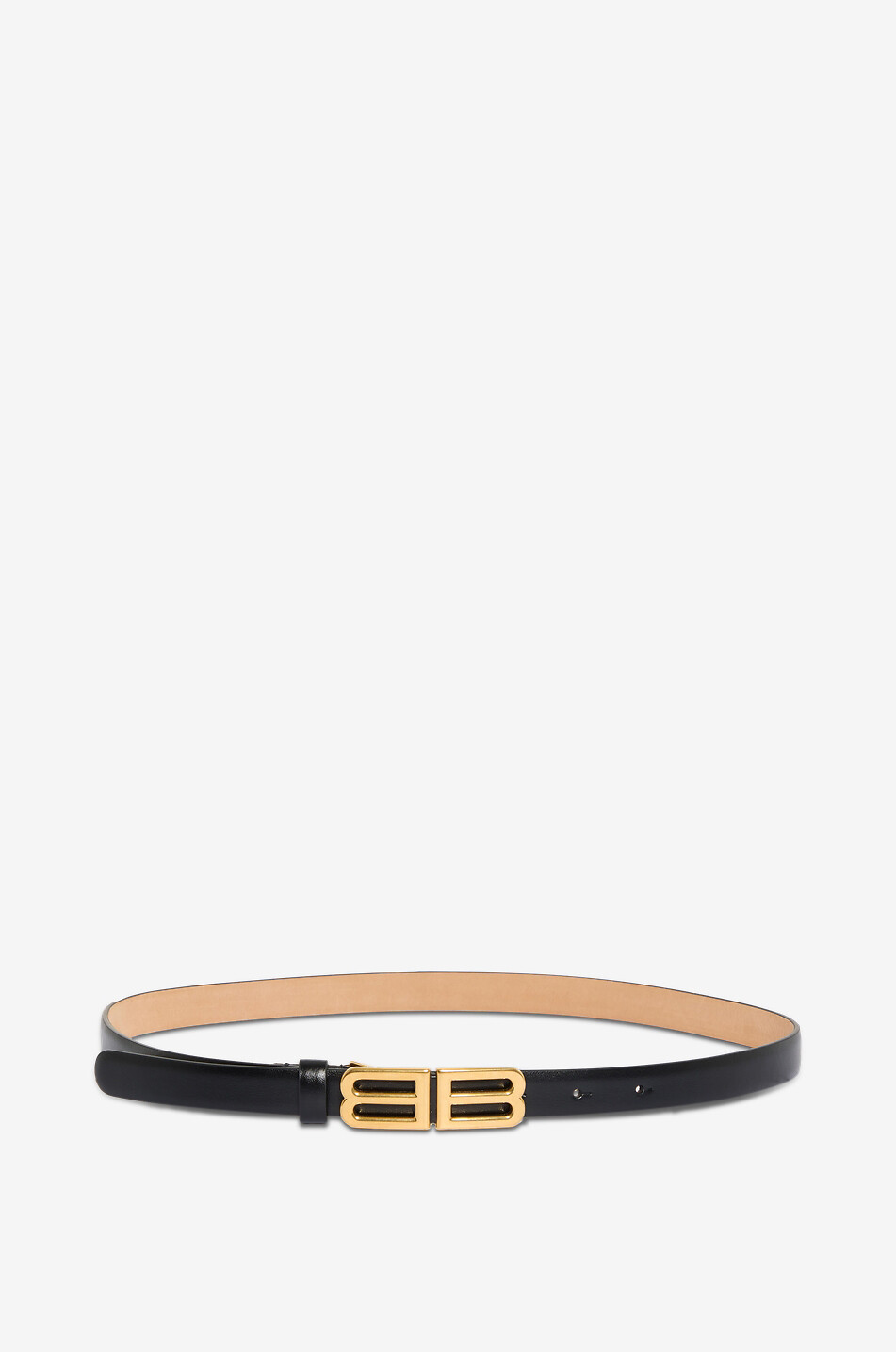 BALENCIAGA Ceinture en cuir de veau Bolero BB – 18 mm Femme NOIR 1