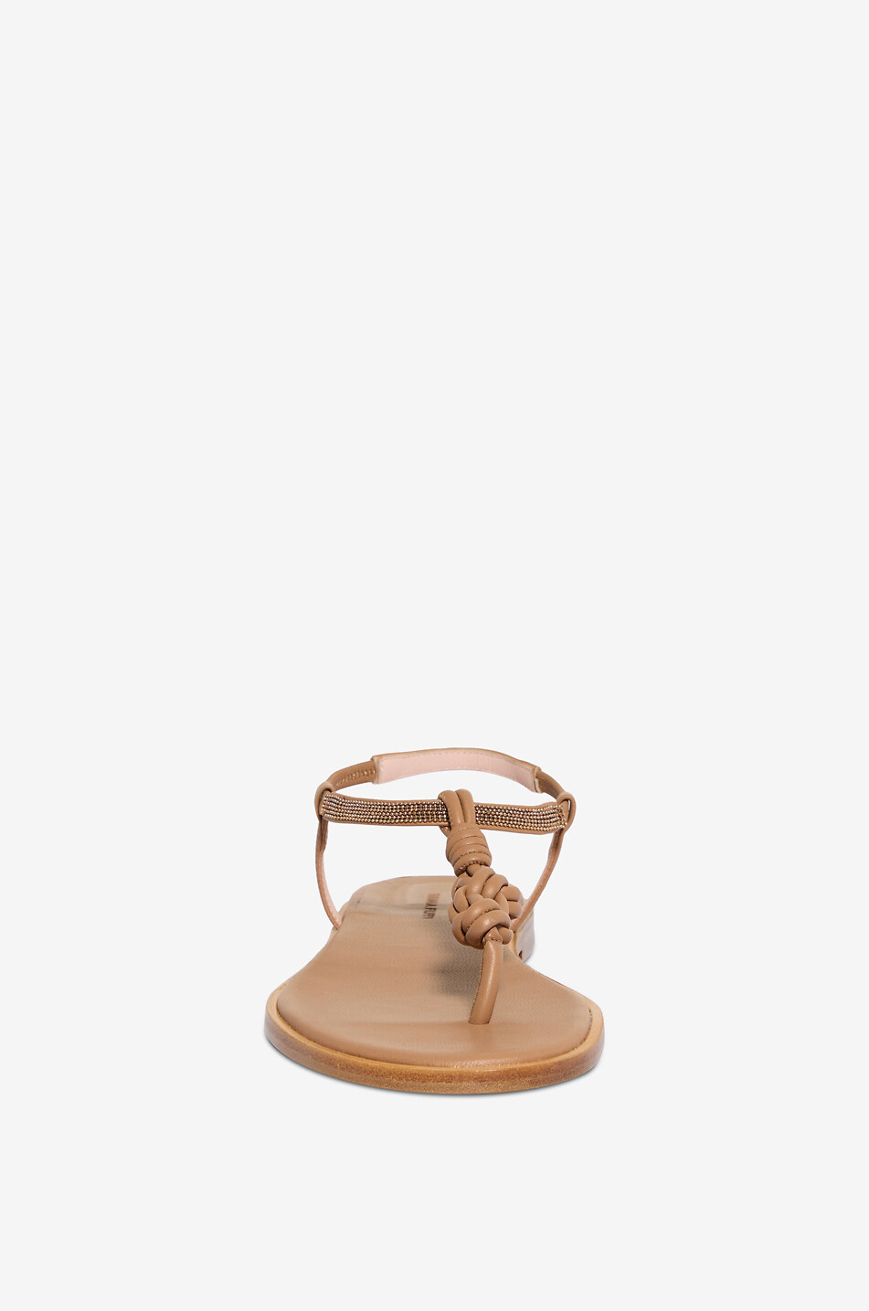 FABIANA FILIPPI Flache Sandalen aus Leder mit Strasssteinen Damen KAMELFARBEN 2