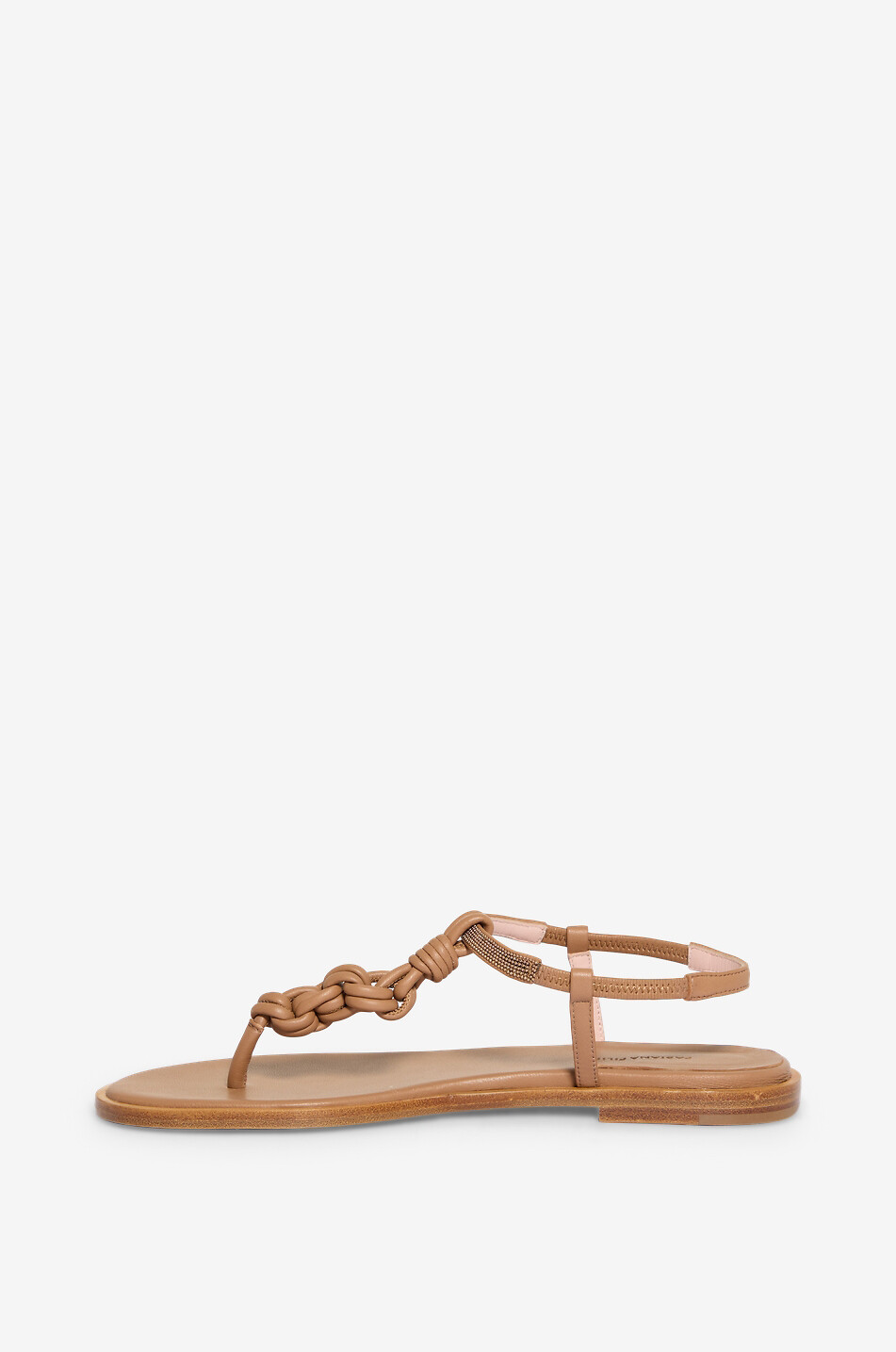 FABIANA FILIPPI Flache Sandalen aus Leder mit Strasssteinen Damen KAMELFARBEN 3