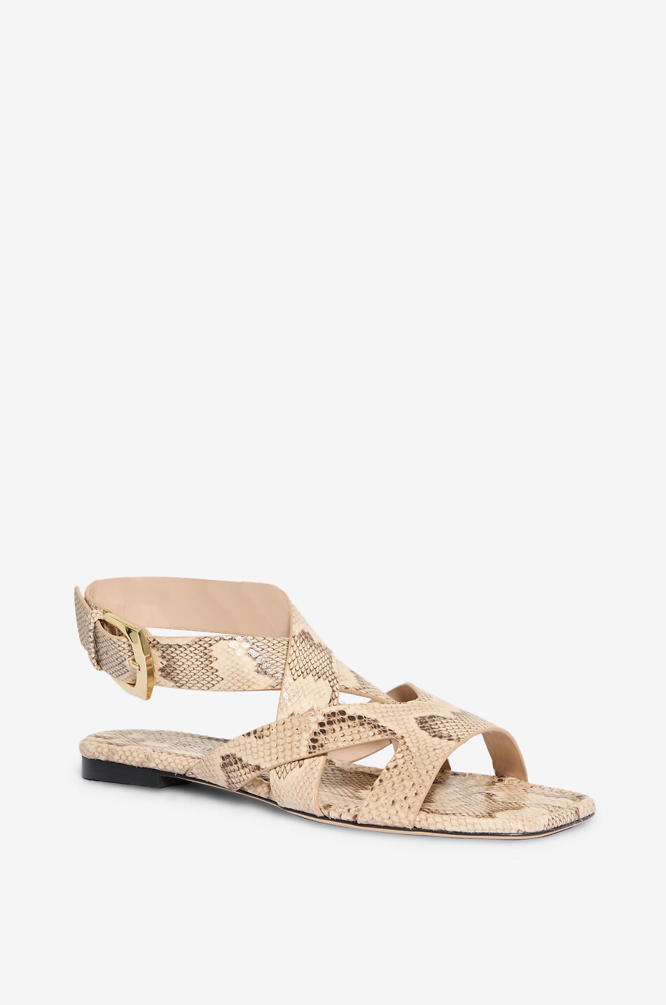 STUART WEITZMAN Flache Sandalen aus Leder mit Animal-Print Sai Damen [akeneo-beigefonce] 1