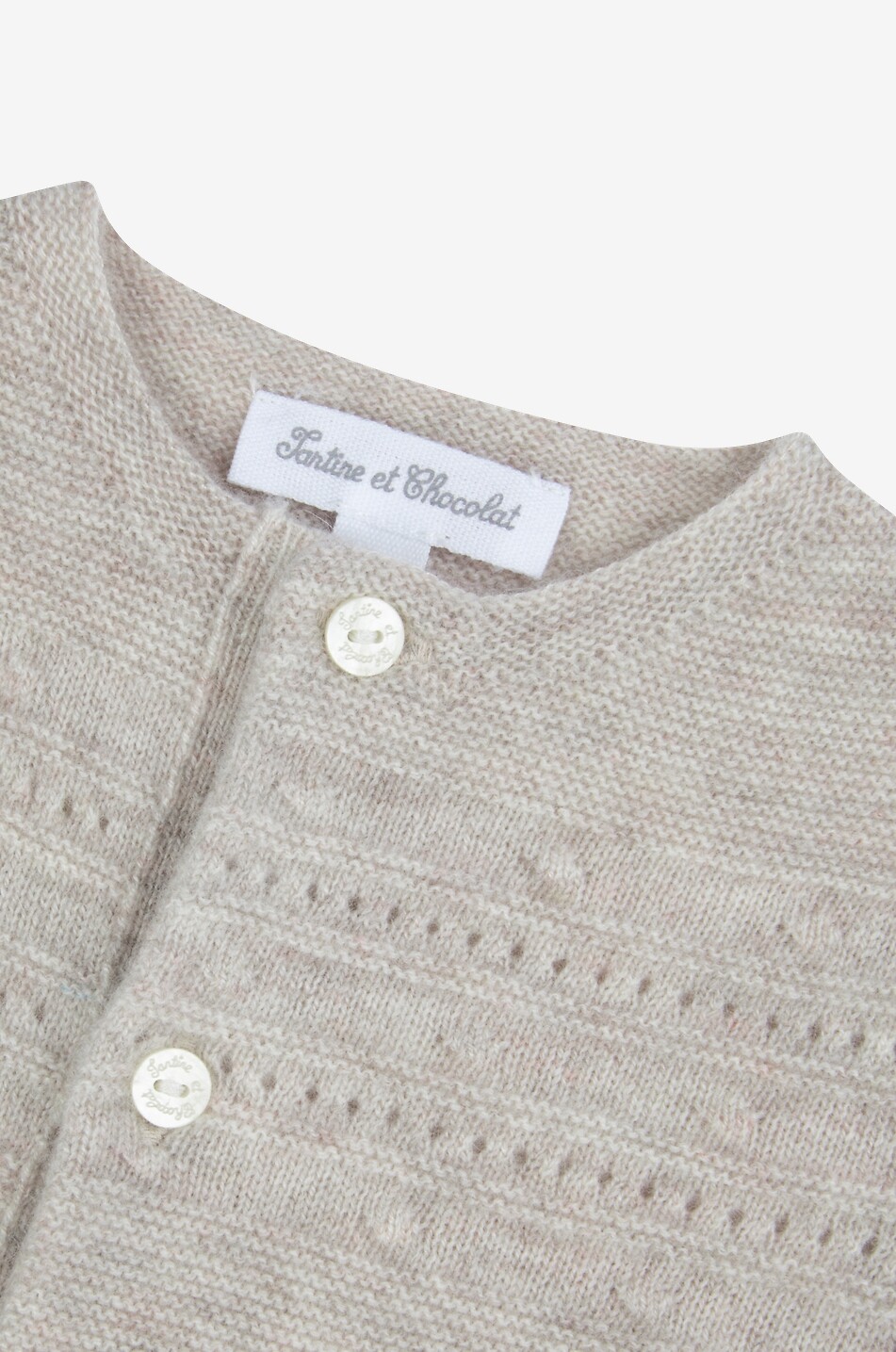 TARTINE ET CHOCOLAT Pointelle-Strick-Baby-Overall aus Wolle und Kaschmir Baby BEIGE 3