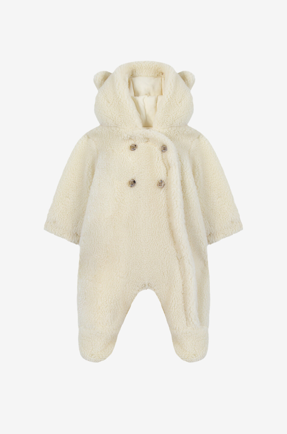 Baby-Schneeanzug aus Plüsch mit Kapuze und Bärchen-Ohren