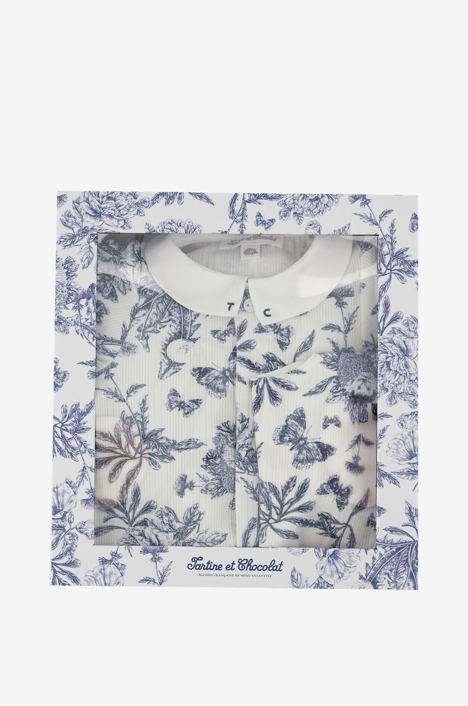 TARTINE ET CHOCOLAT Pyjama et bavoir bébé en jersey à motif Toile de Jouy Bébé BLEU MOYEN 3