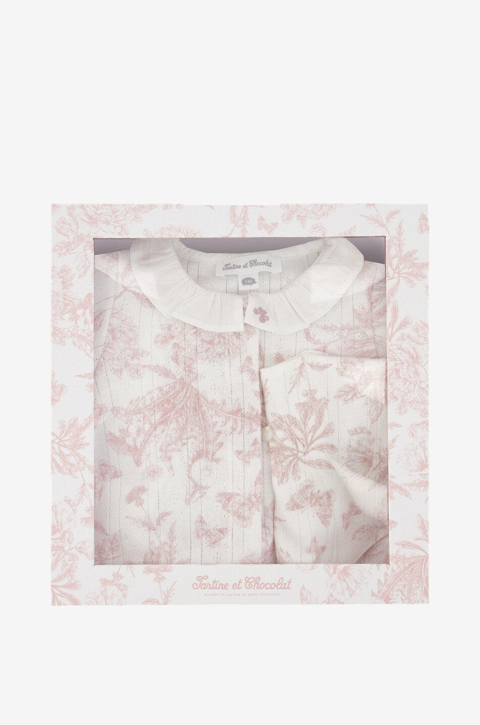 TARTINE ET CHOCOLAT Baby-Pyjama und Latz aus Jersey mit Toile-de-Jouy-Motiv Baby HELLROSA 3