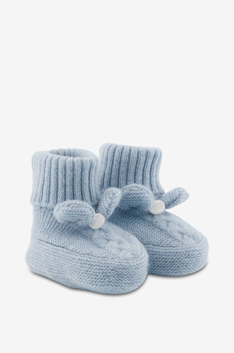 TARTINE ET CHOCOLAT Chaussons bébé en maille torsadée de laine et cachemire à nœud Bébé BLEU CLAIR 1