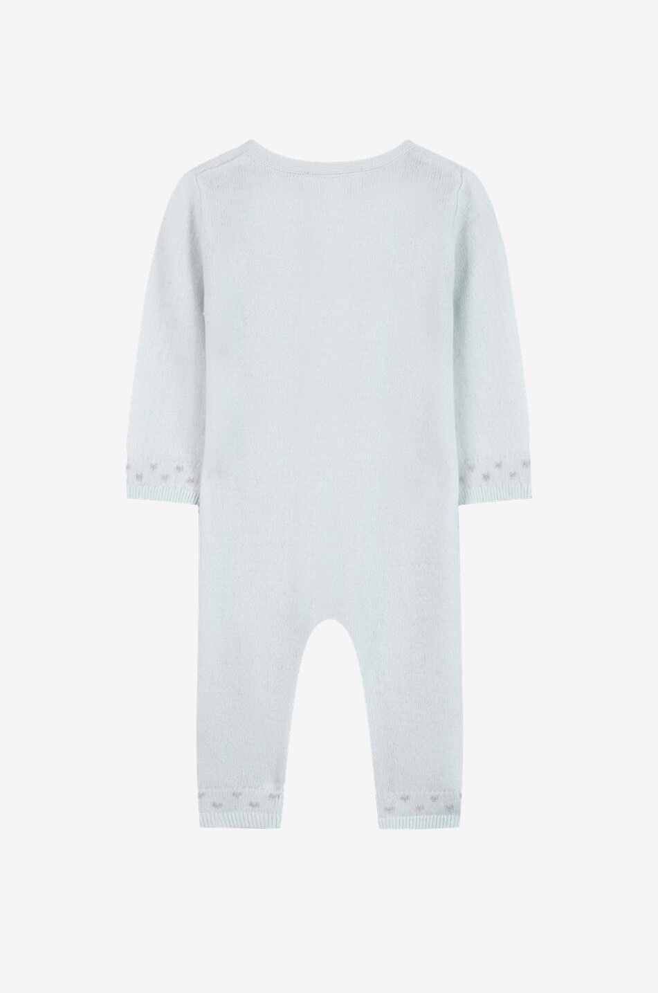 TARTINE ET CHOCOLAT Teddy bear patterned jacquard knit baby wool and cashmere jumpsuit Baby LIGHT BLUE 2
