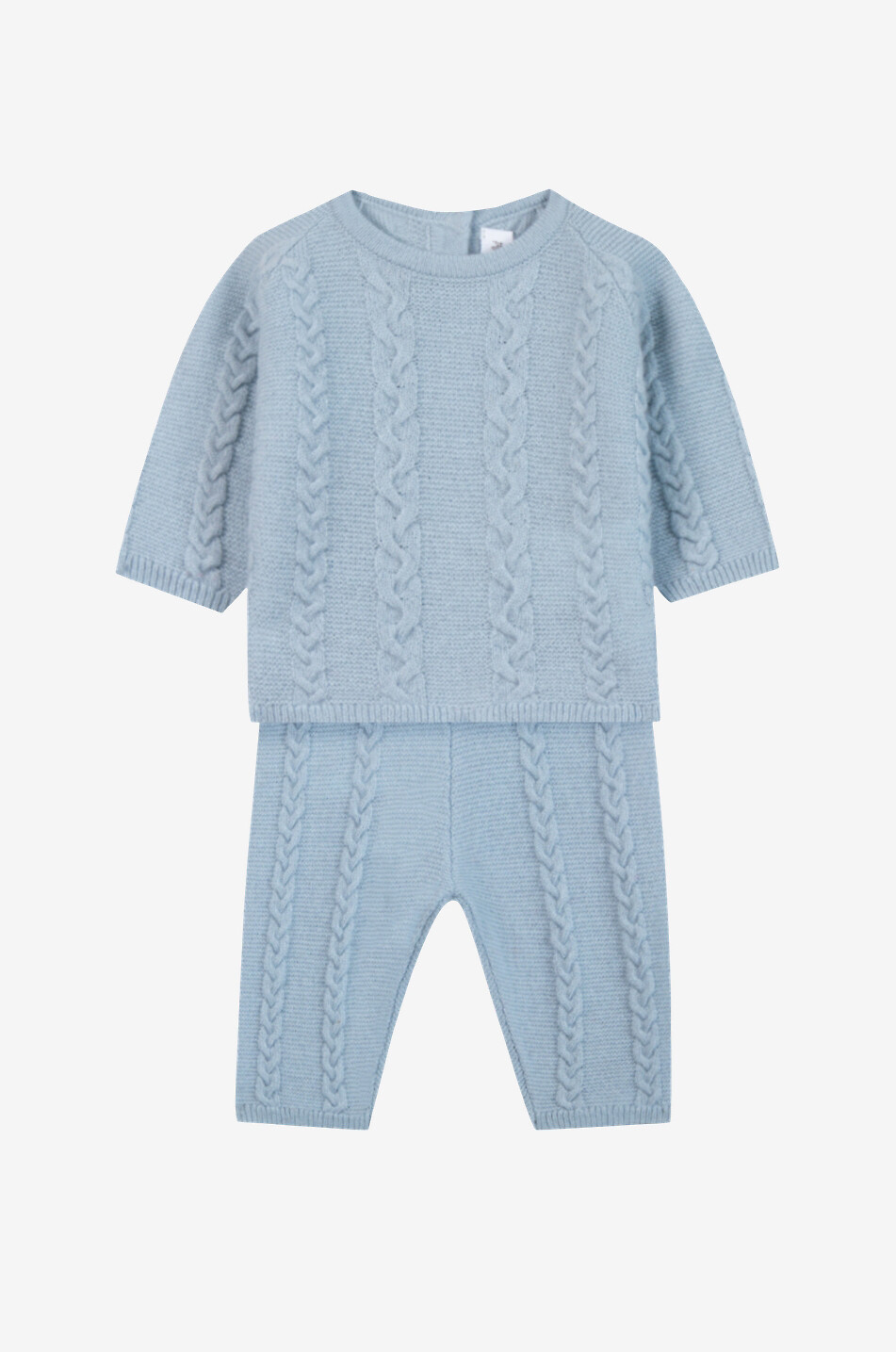 TARTINE ET CHOCOLAT Ensemble bébé pull et pantalon en maille torsadée de laine et cachemire Bébé BLEU 1