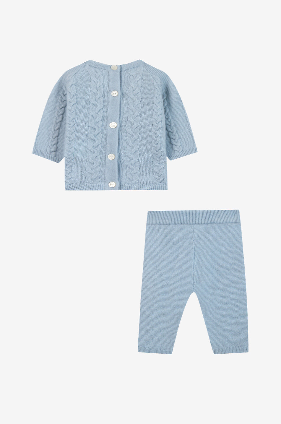 TARTINE ET CHOCOLAT Ensemble bébé pull et pantalon en maille torsadée de laine et cachemire Bébé BLEU 3