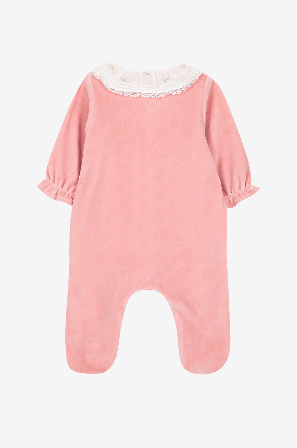 TARTINE ET CHOCOLAT Baby-Samt-Pyjama mit besticktem Voile-Kragen Baby ROSA 2