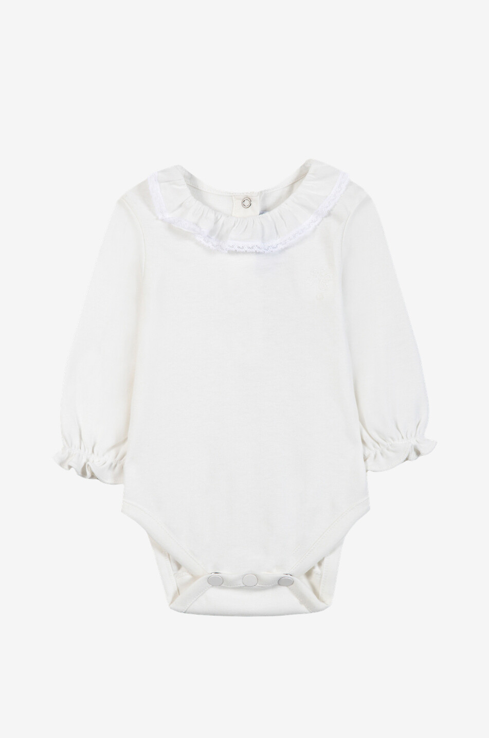 TARTINE ET CHOCOLAT Langärmeliger Baby-Body aus Baumwolle mit Spitze Baby CREMEFARBEN 1