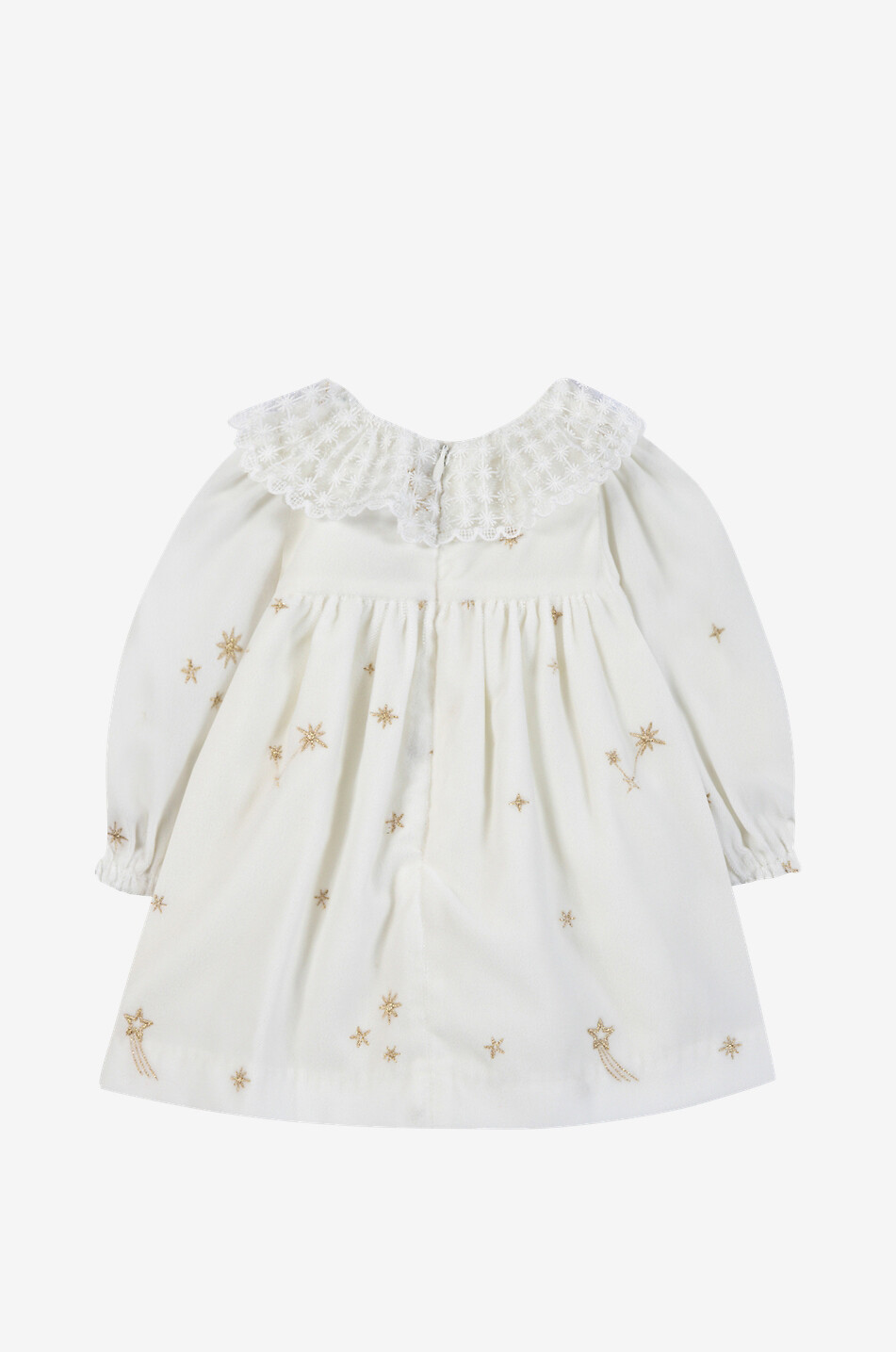 TARTINE ET CHOCOLAT Baby-Langarm-Empire-Kleid aus Samt mit Stern-Stickereien Baby CREMEFARBEN 2
