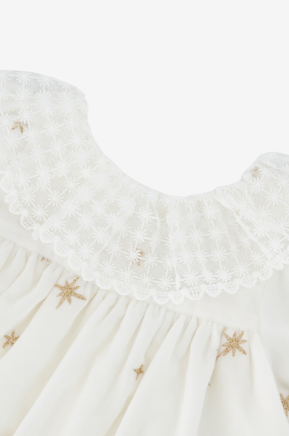 TARTINE ET CHOCOLAT Baby-Langarm-Empire-Kleid aus Samt mit Stern-Stickereien Baby CREMEFARBEN 8