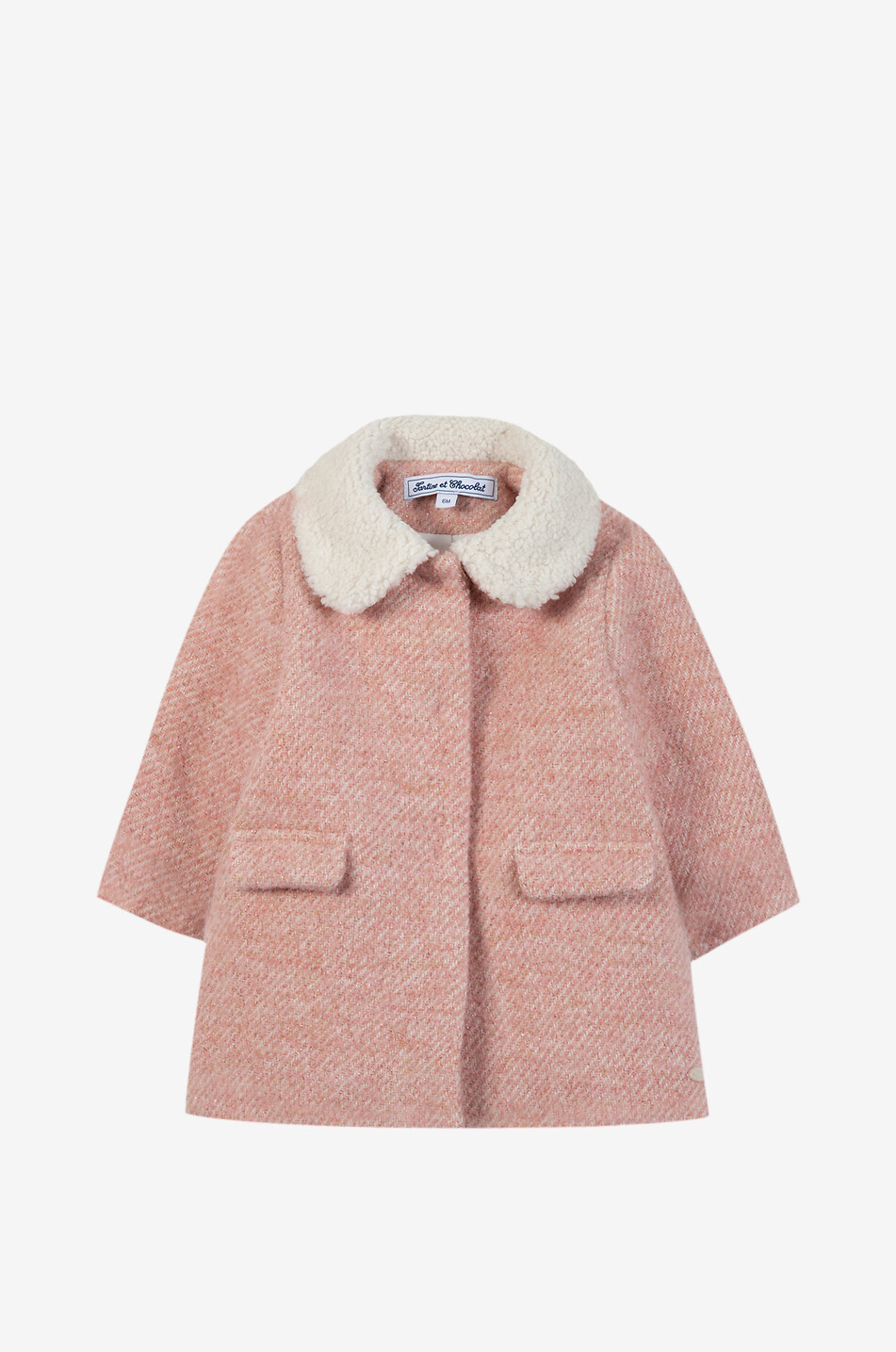 TARTINE ET CHOCOLAT A-förmiger Wollmix-Baby-Mantel mit Kragen in Shearling-Optik Baby HELLROSA 1