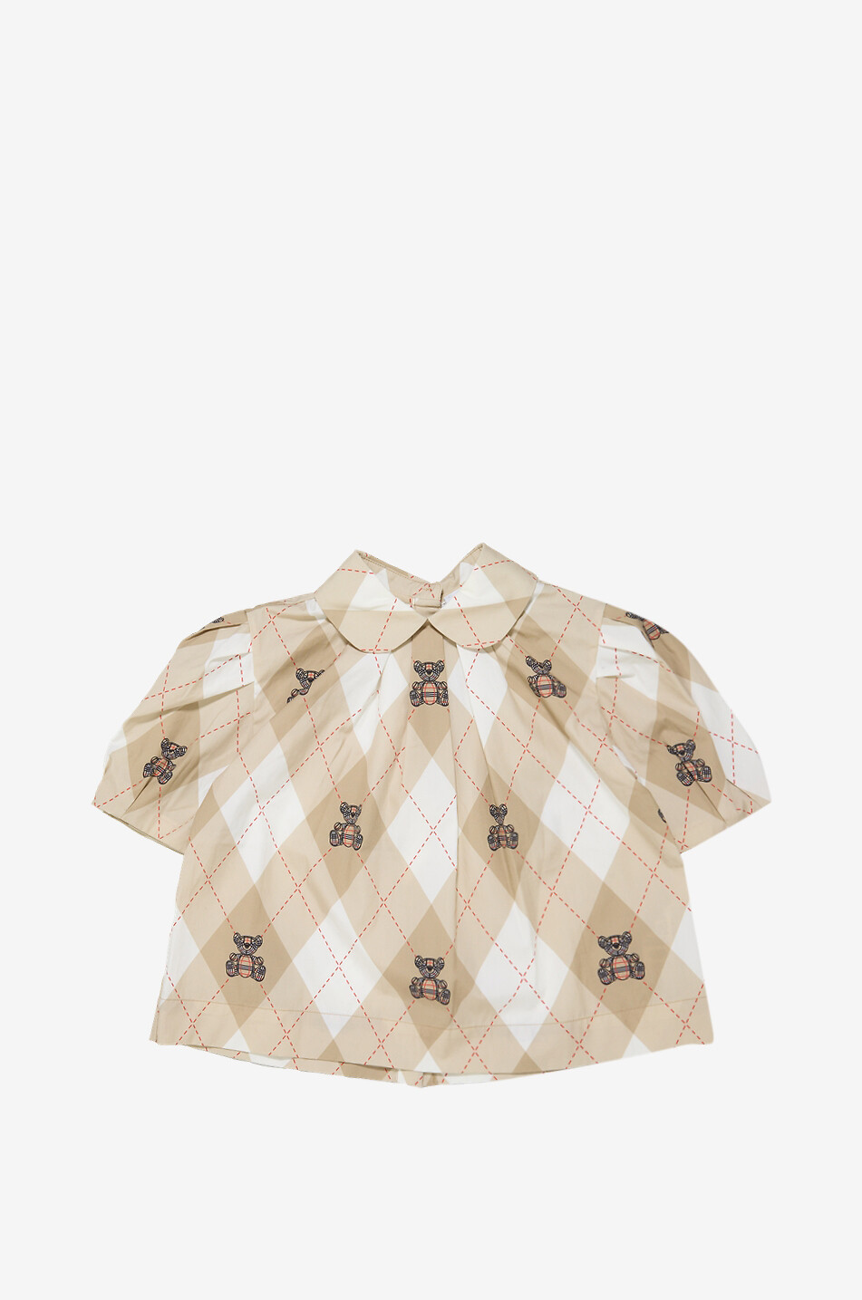Ada check cotton short-sleeved girl's blouse