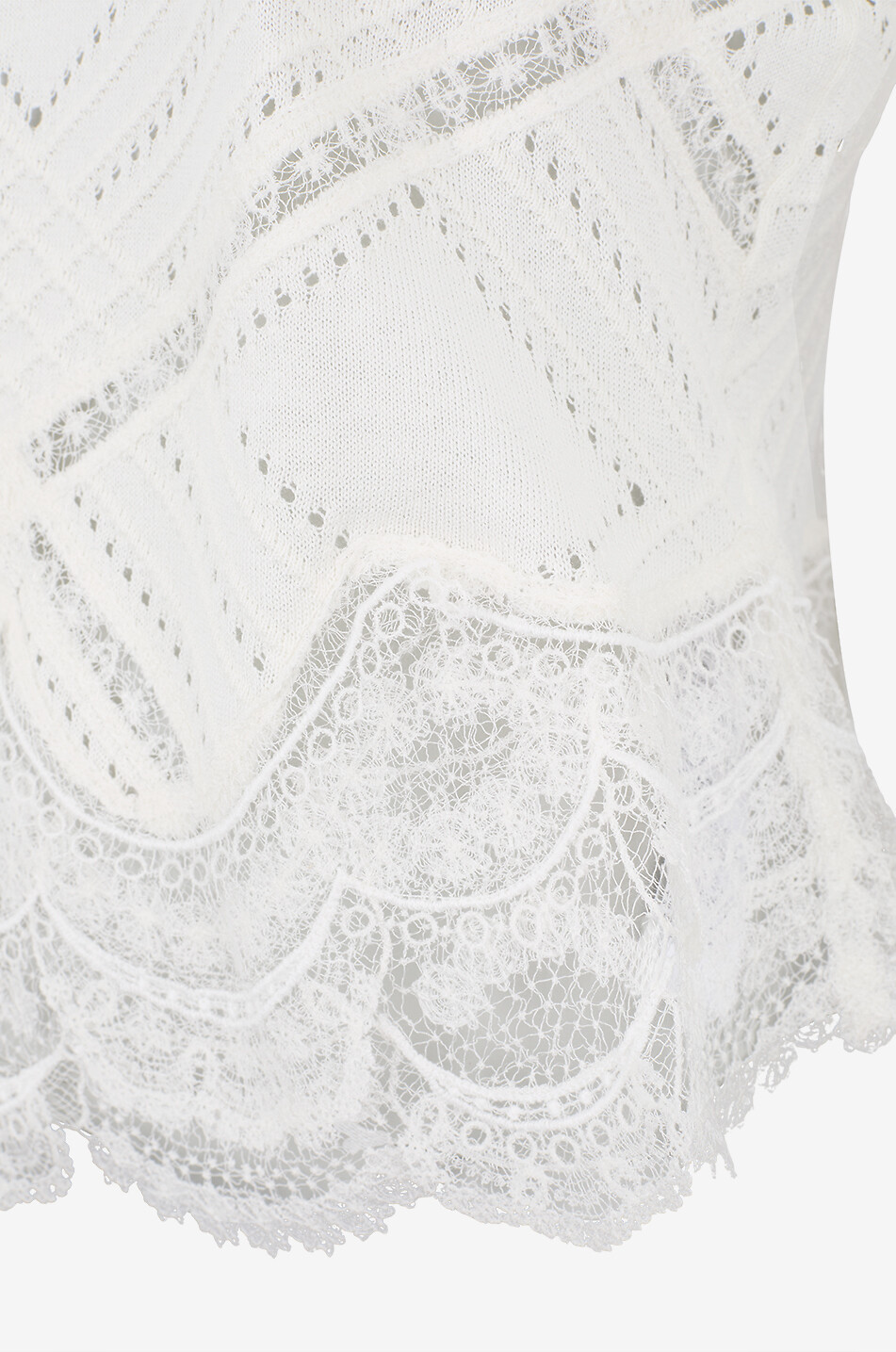 ERMANNO SCERVINO Pull à manches courtes orné de dentelle en soie et coton Femme BLANC 4