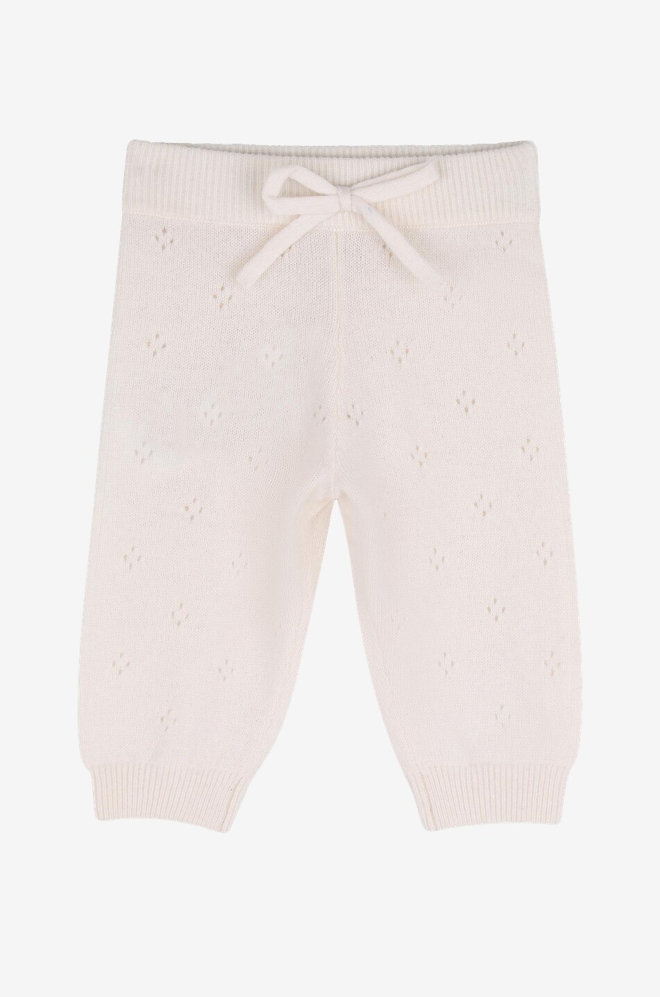 CHLOE Ensemble bébé pull et pantalon en maille ajourée de laine et cachemire brodé fleurs Bébé BLANC CASSE 5