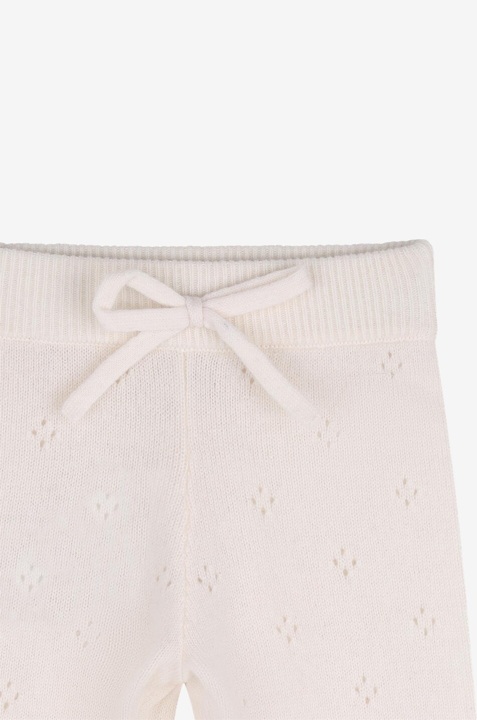 CHLOE Ensemble bébé pull et pantalon en maille ajourée de laine et cachemire brodé fleurs Bébé BLANC CASSE 8