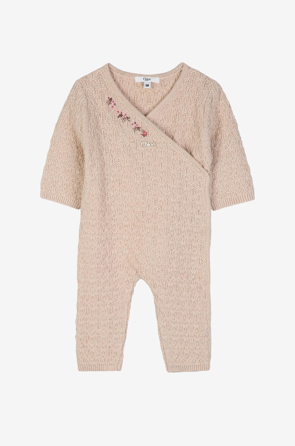 CHLOE Cashmere blend baby knit set all-in-one and beanie Baby BEIGE 3