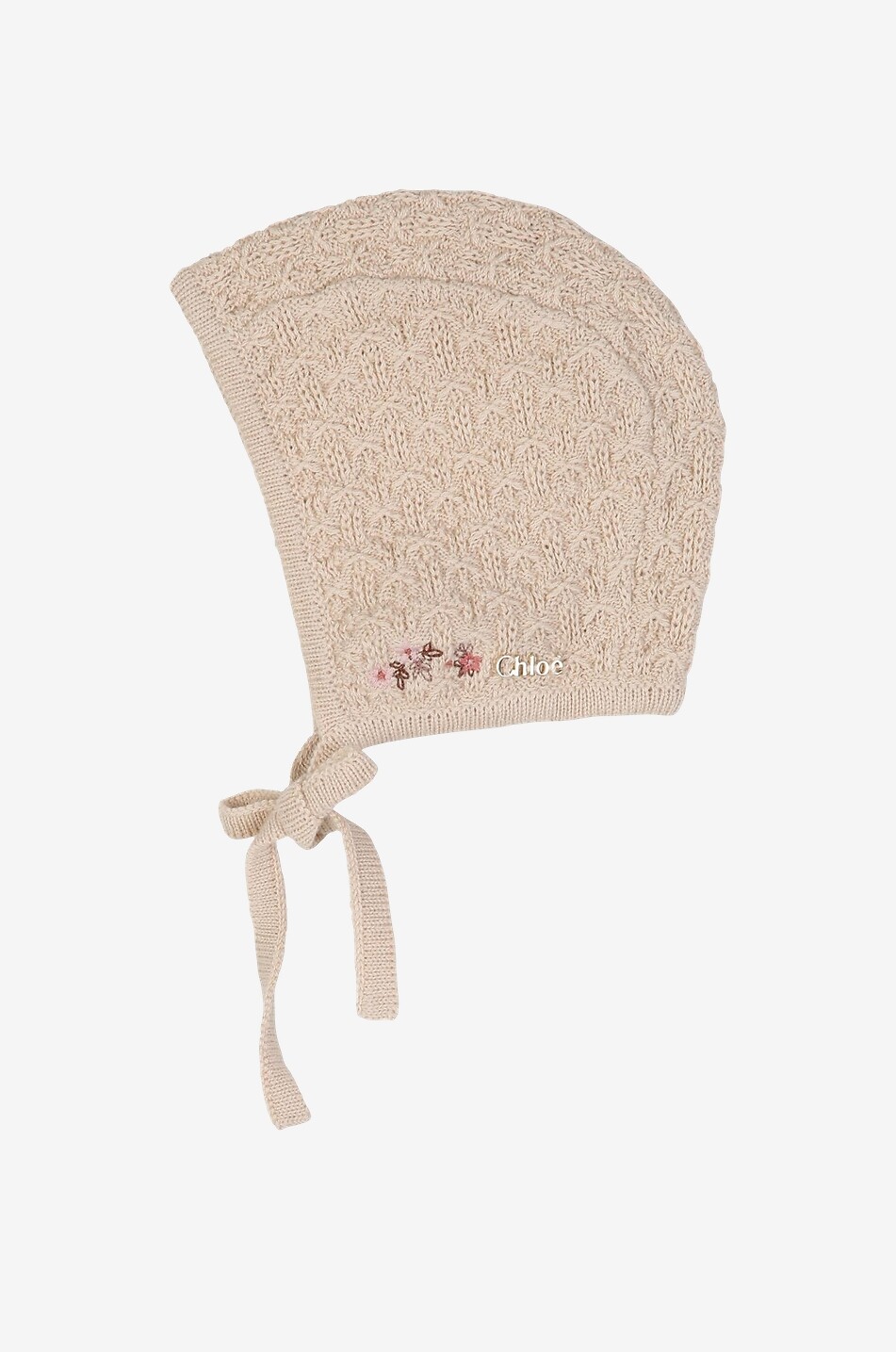CHLOE Cashmere blend baby knit set all-in-one and beanie Baby BEIGE 5