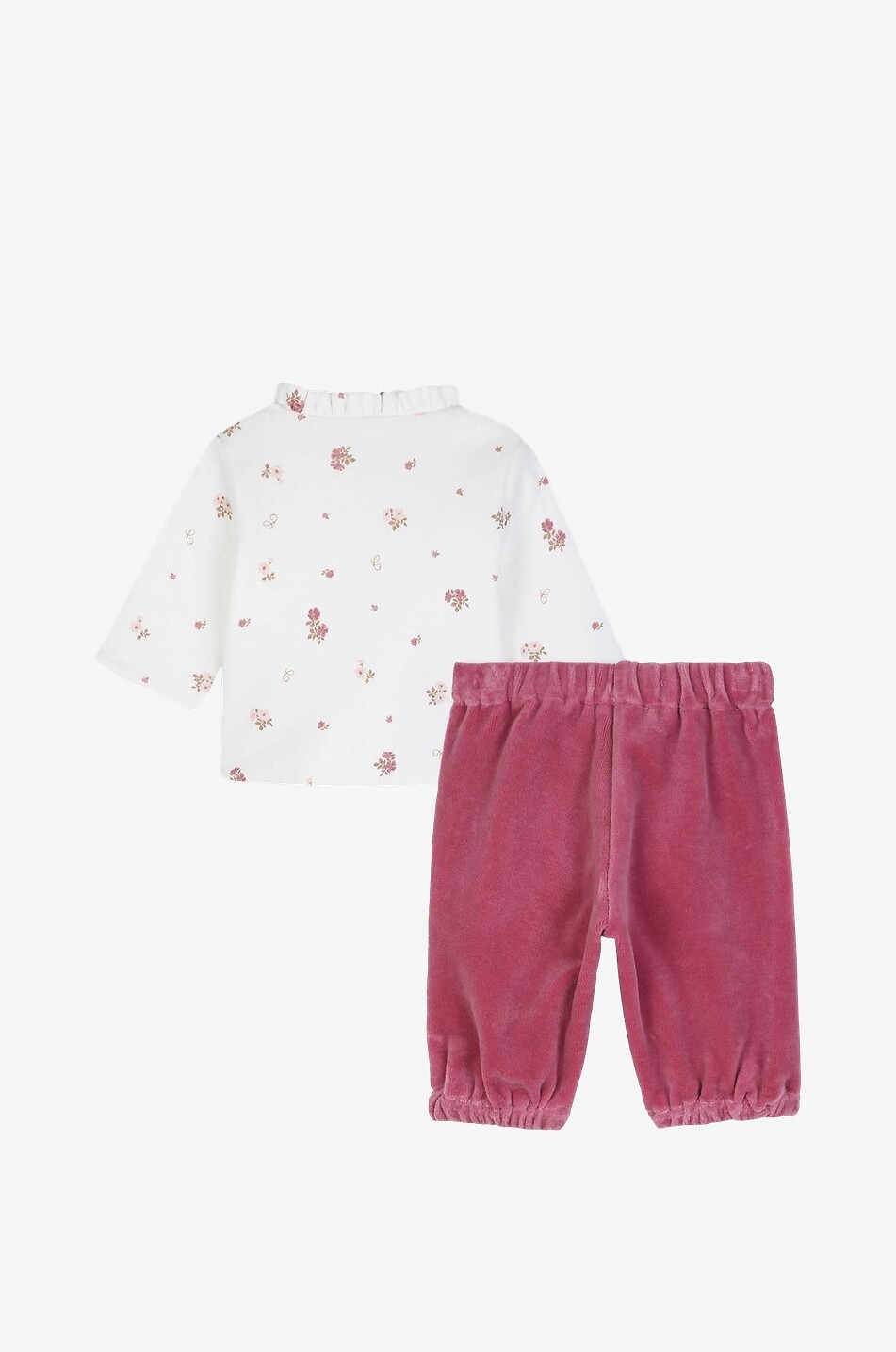 CHLOE Ensemble cardigan et pantalon en coton imprimé fleuri bébé Bébé BLANC CASSE 2