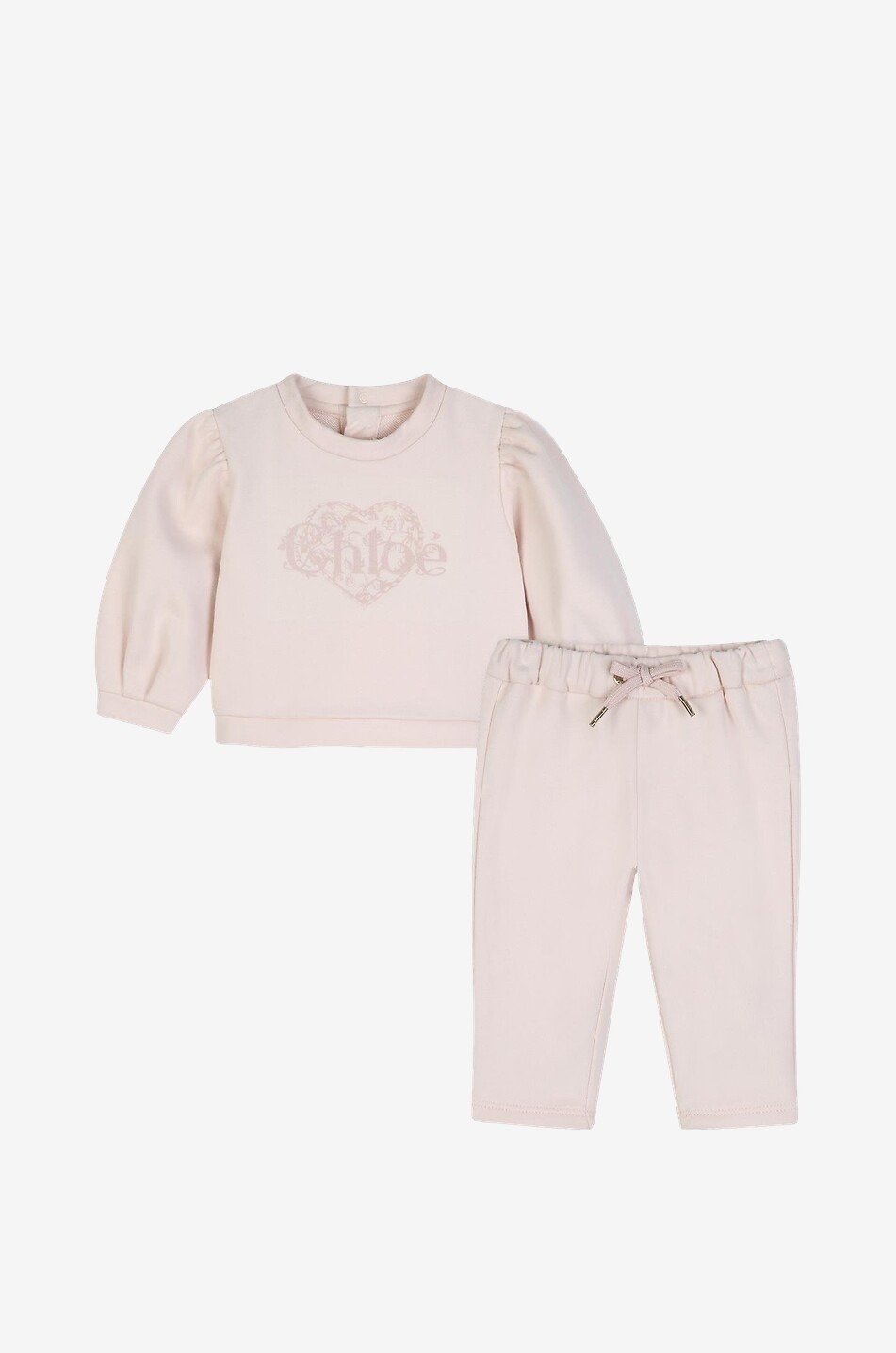 CHLOE Baby's cotton fleece tracksuit with logo Baby LIGHT PINK 1