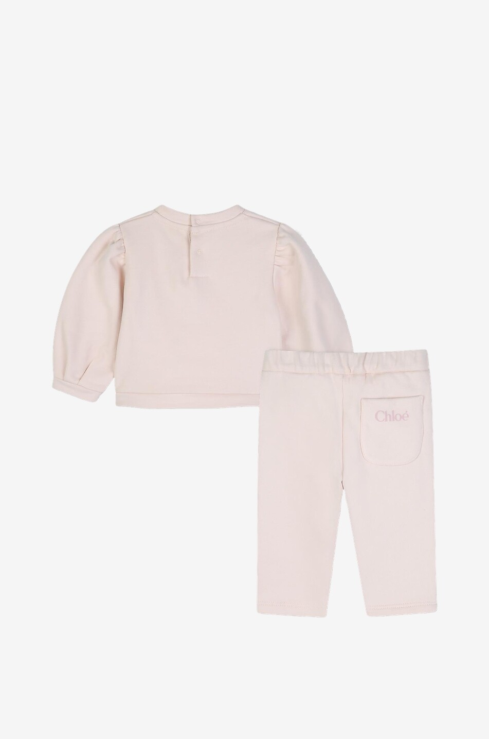 CHLOE Baby's cotton fleece tracksuit with logo Baby LIGHT PINK 2