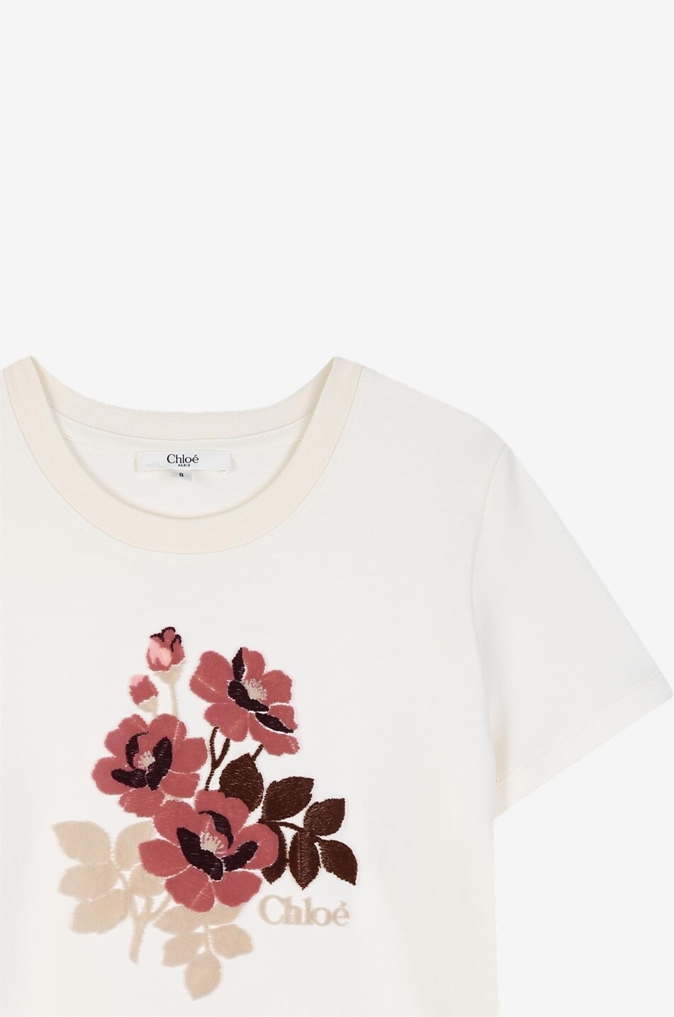 CHLOE Chloé short-sleeved floral girls' T-shirt Girl EGGSHELL 3