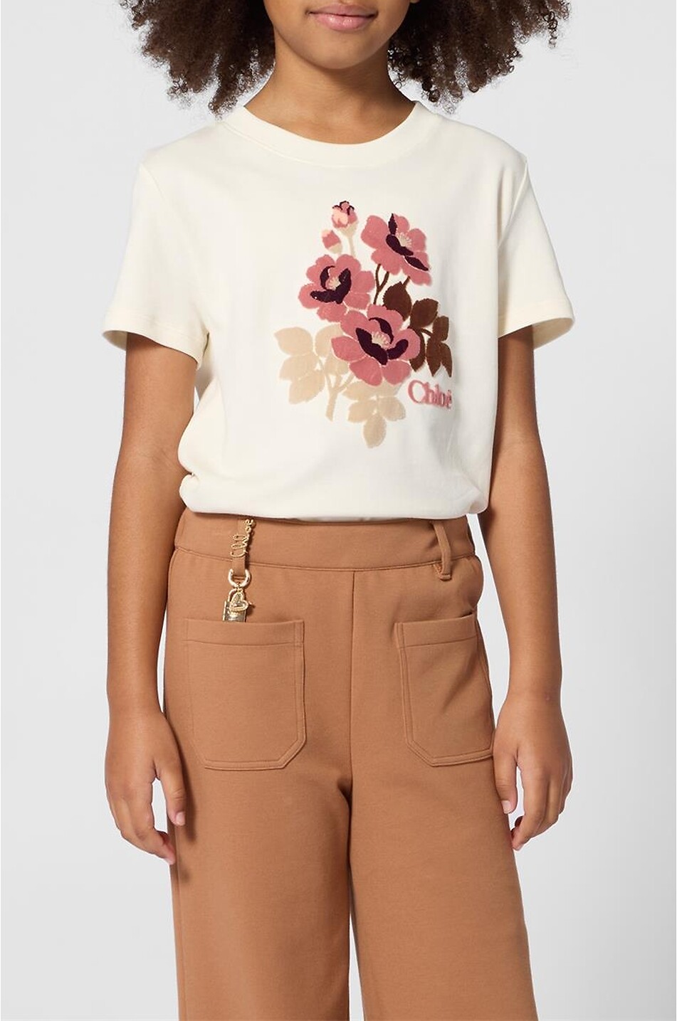 CHLOE Chloé short-sleeved floral girls' T-shirt Girl EGGSHELL 4