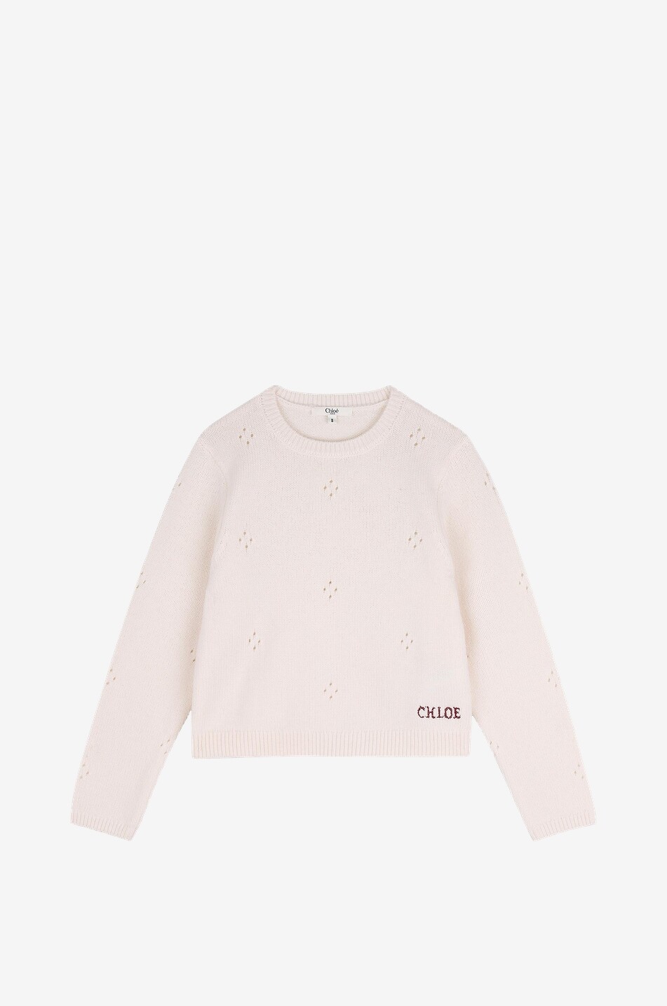 Pull ajouré à col rond fille en laine et cachemire