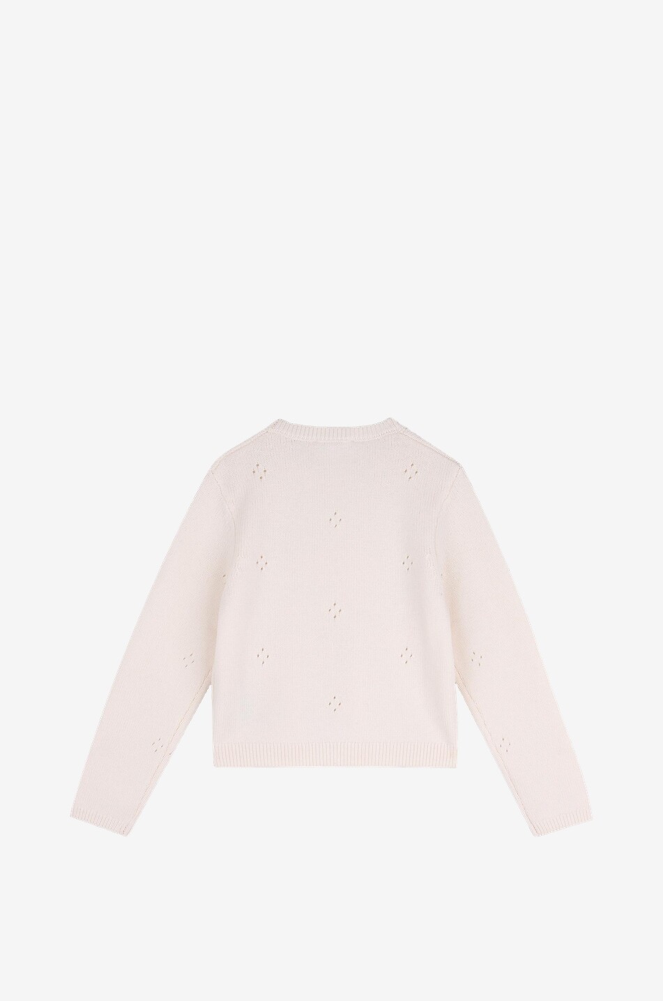 CHLOE Pull ajouré à col rond fille en laine et cachemire Fille BLANC CASSE 2