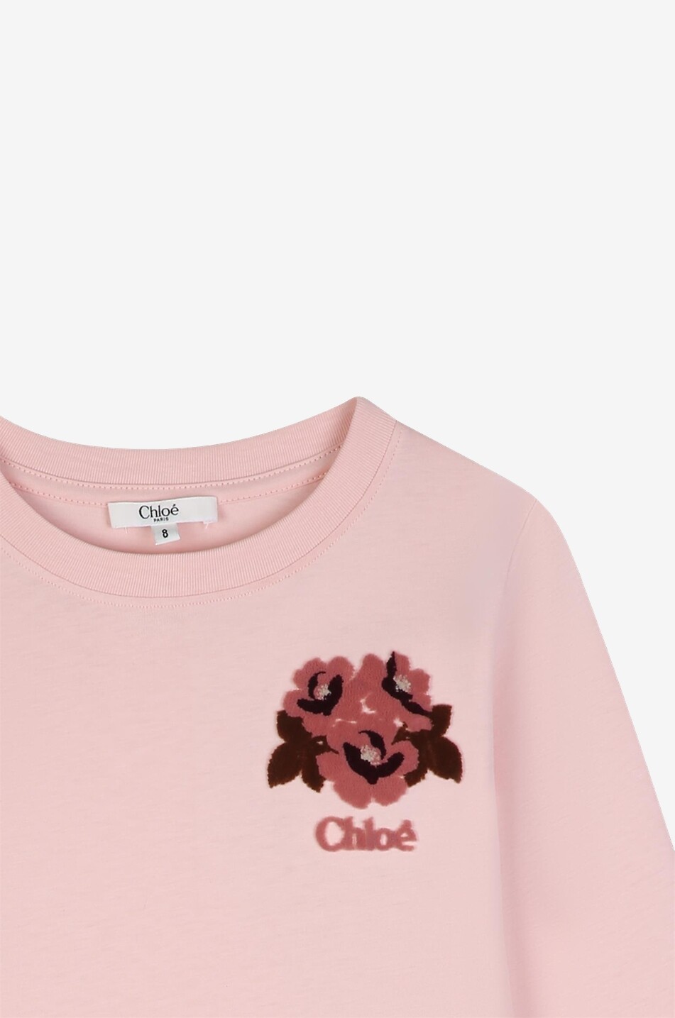 CHLOE Girls' long-sleeved T-shirt with velvety floral embroidery Girl PINK 3