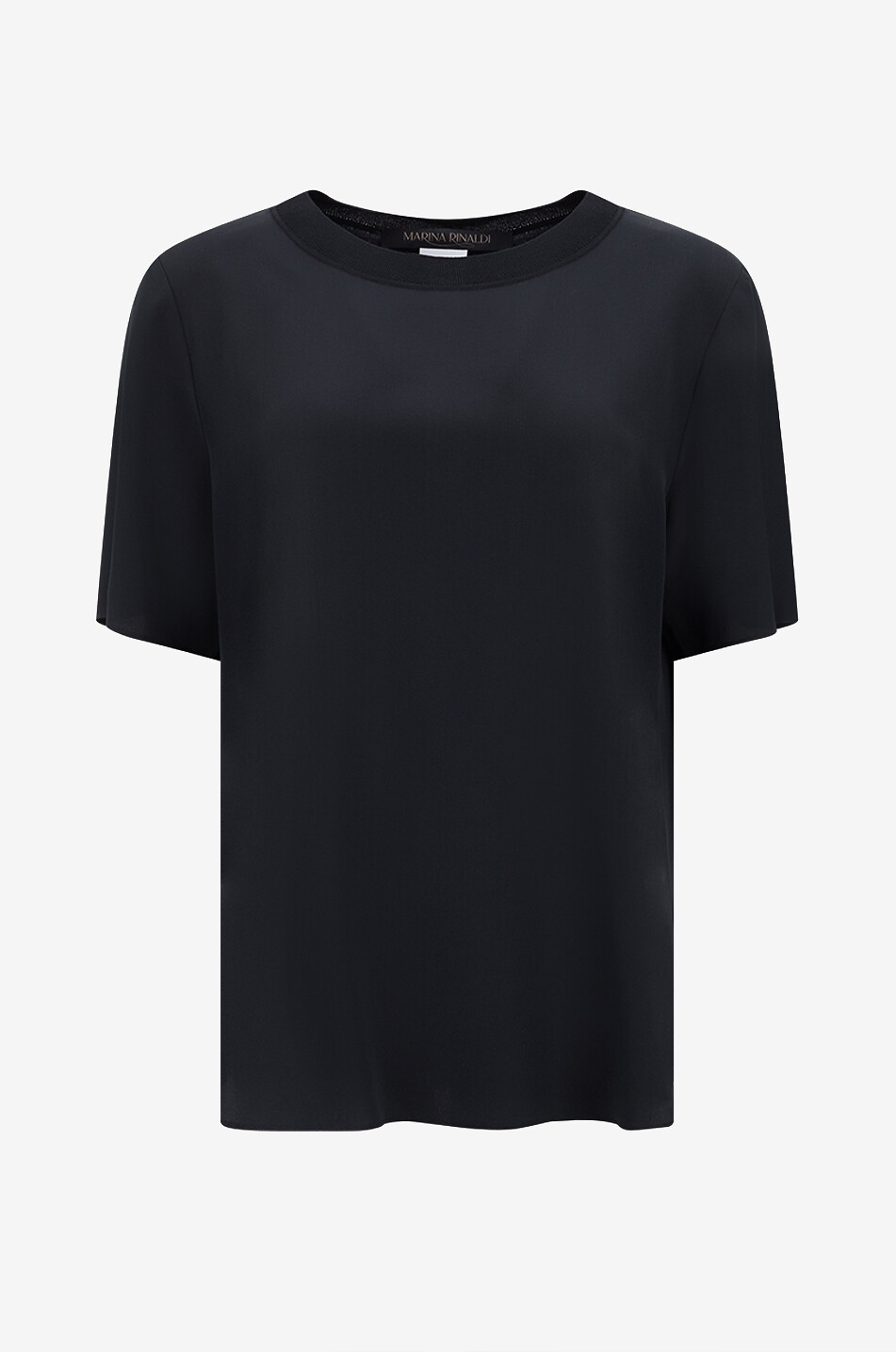 MARINA RINALDI Ennio short-sleeved silk T-shirt Women BLACK 1
