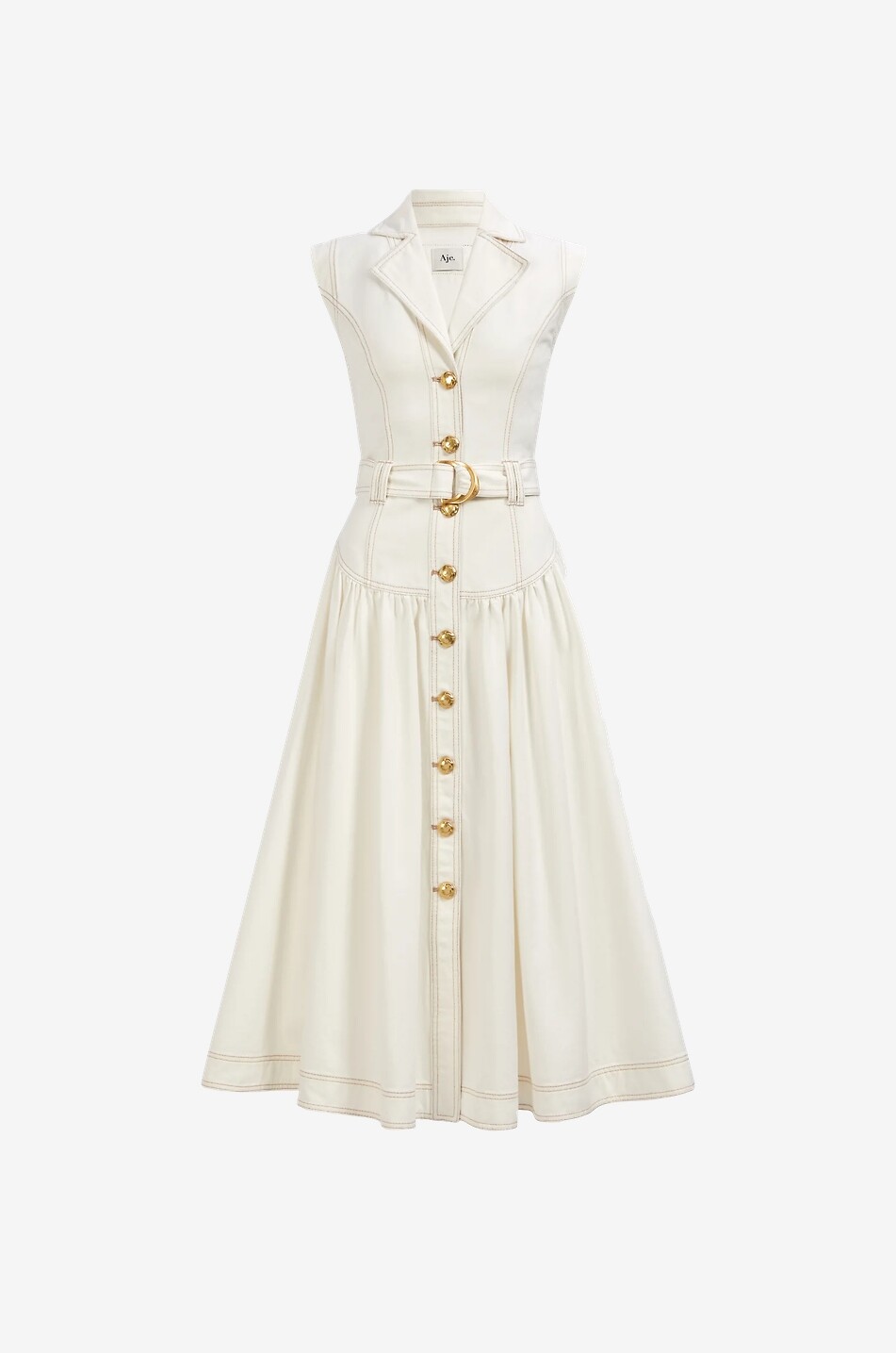 AJE Liliana sleeveless fitted denim midi shirt dress Women WHITE 1