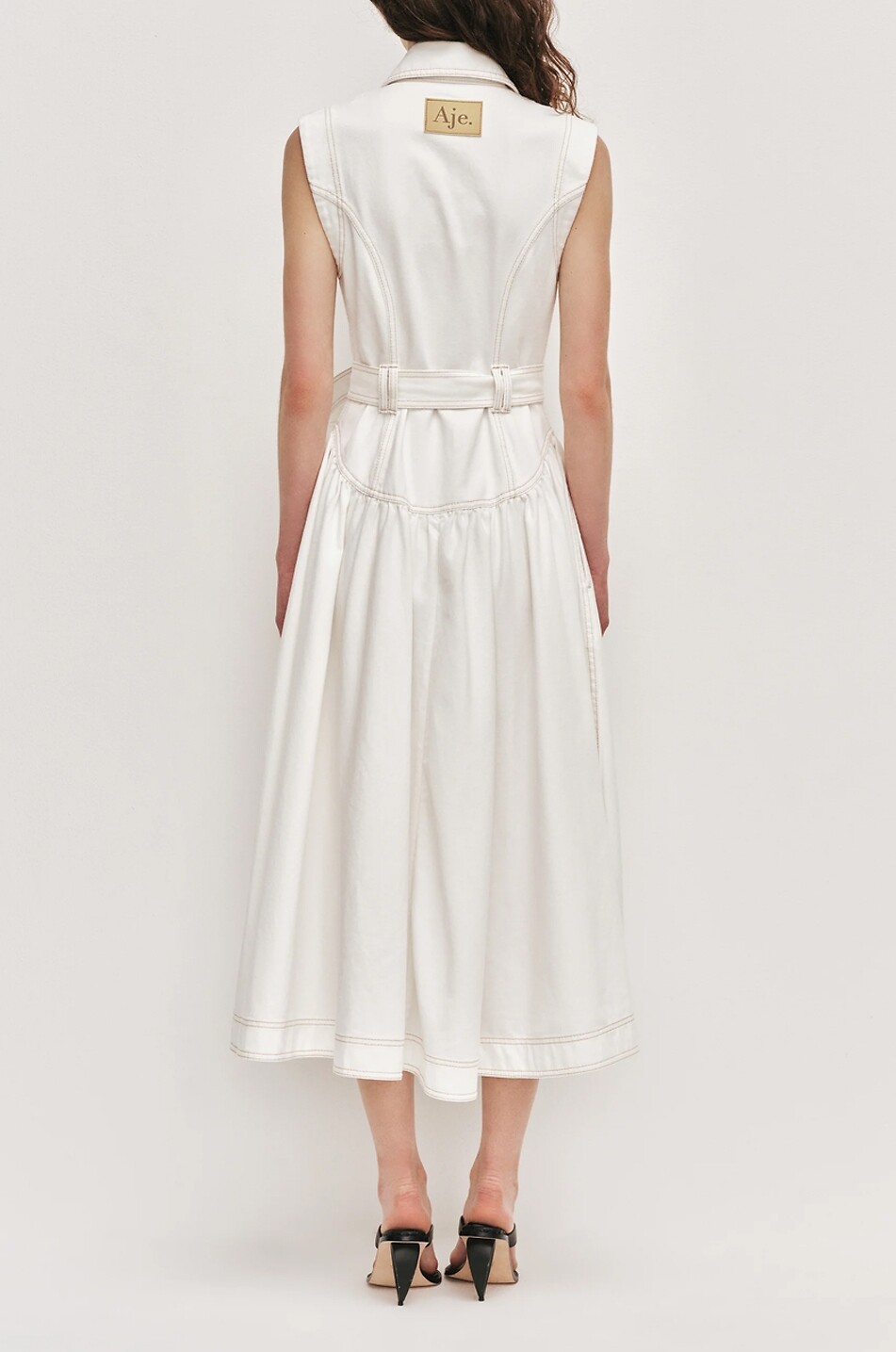 AJE Liliana sleeveless fitted denim midi shirt dress Women WHITE 5