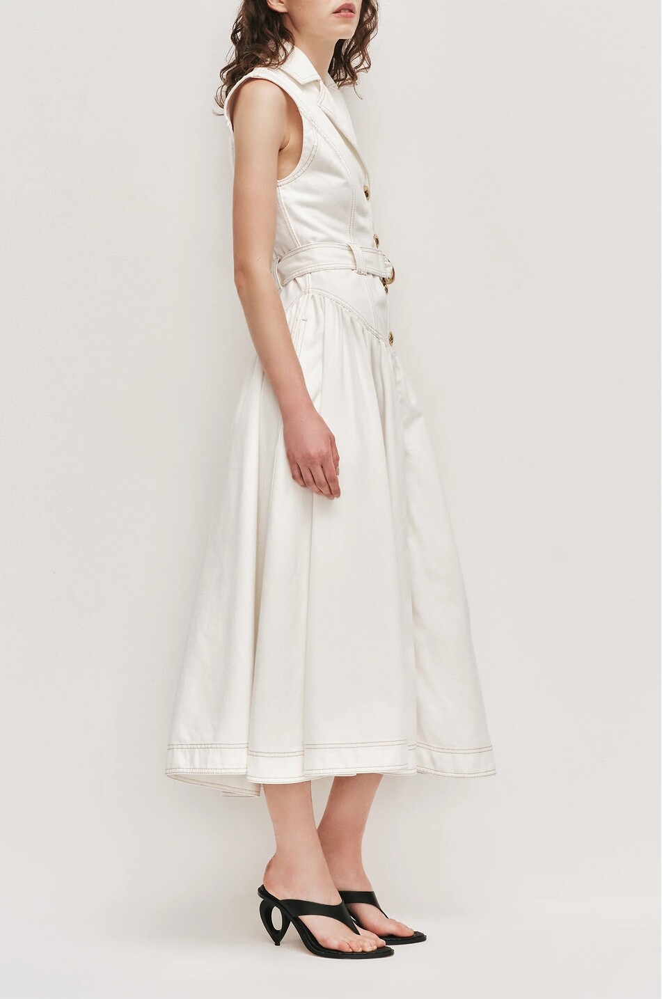 AJE Liliana sleeveless fitted denim midi shirt dress Women WHITE 7