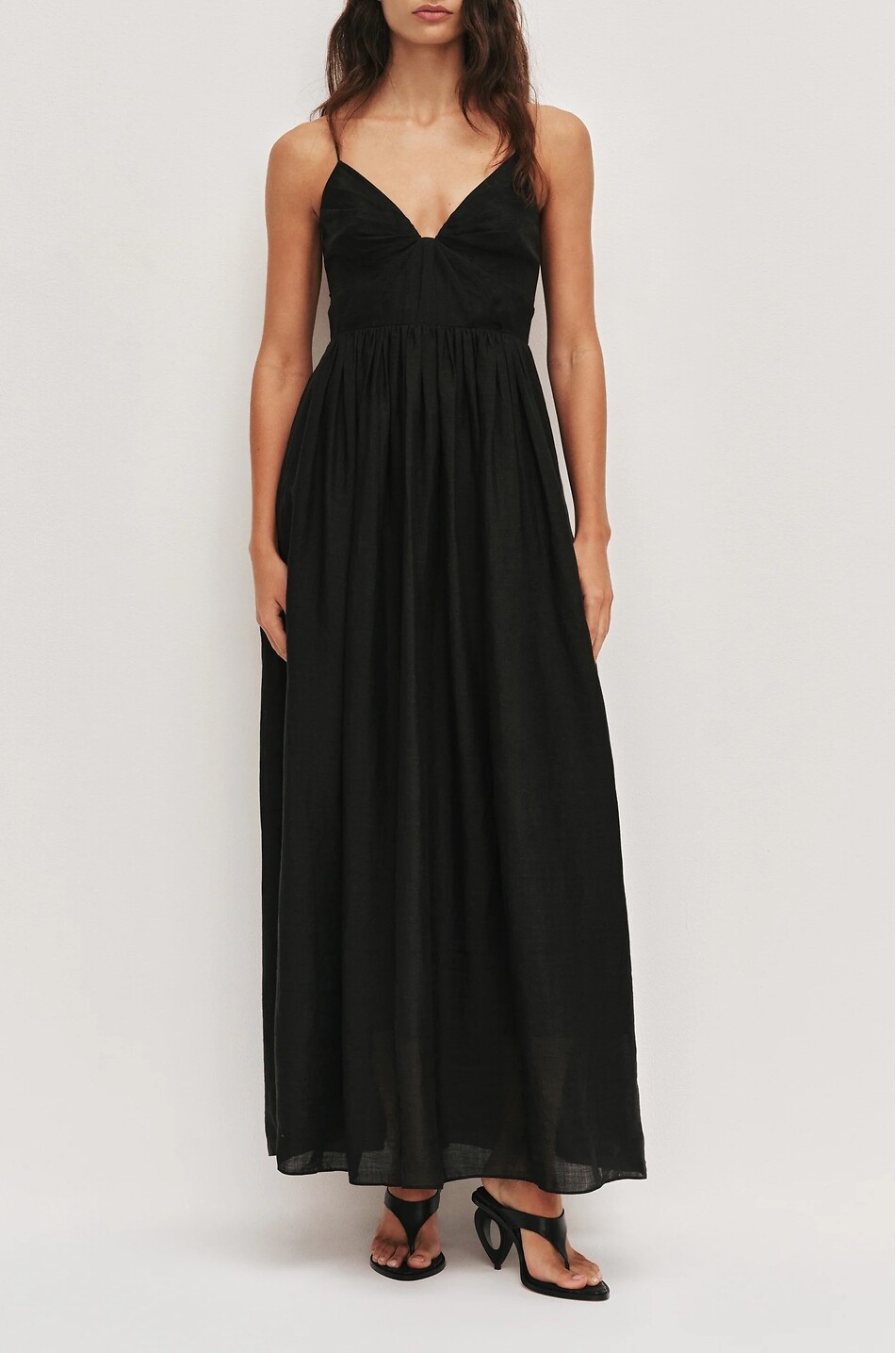 AJE Langes Kleid mit V-Ausschnitt aus Canvas Vacation Damen SCHWARZ 4