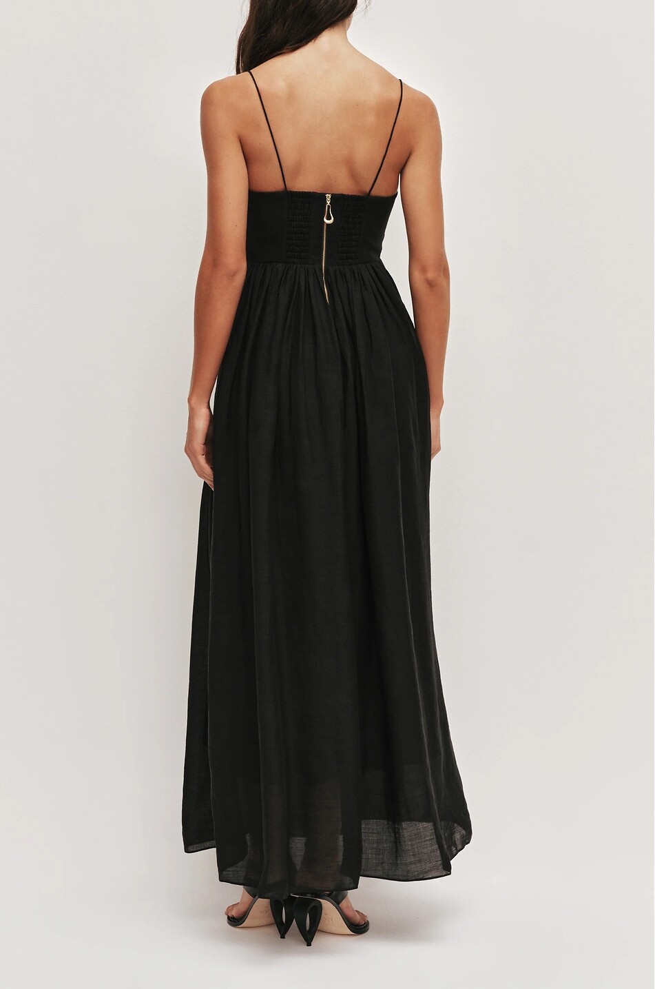 AJE Langes Kleid mit V-Ausschnitt aus Canvas Vacation Damen SCHWARZ 5