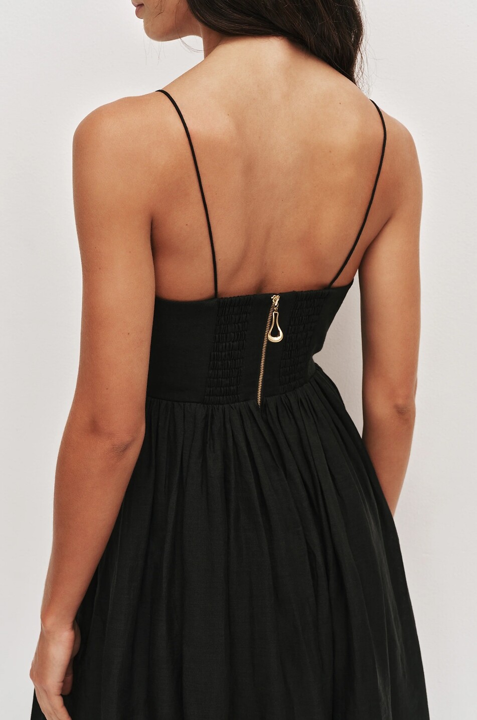 AJE Langes Kleid mit V-Ausschnitt aus Canvas Vacation Damen SCHWARZ 7