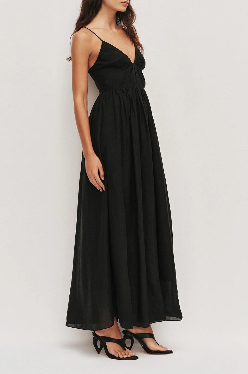 AJE Langes Kleid mit V-Ausschnitt aus Canvas Vacation Damen SCHWARZ 8