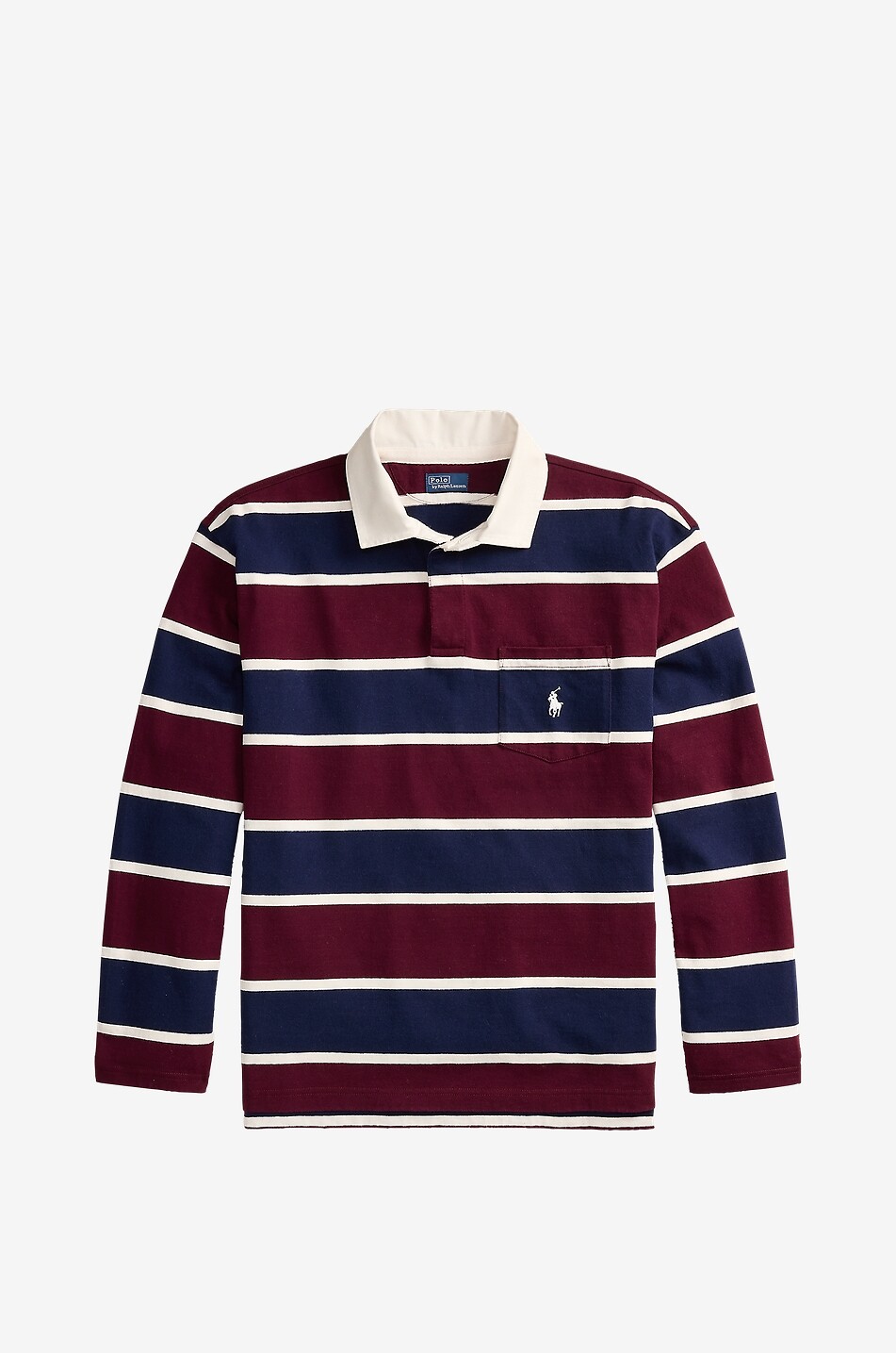 POLO RALPH LAUREN Gestreiftes Langarm-Rugby-Hemd aus Jersey im Oversize-Schnitt Pony Damen DUNKELROT 1