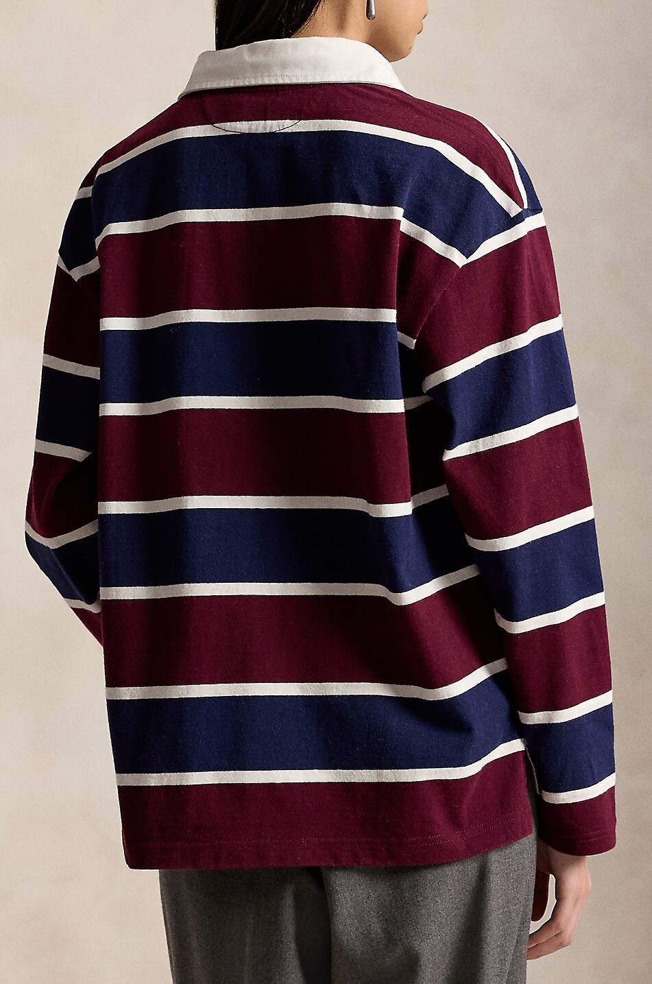 POLO RALPH LAUREN Gestreiftes Langarm-Rugby-Hemd aus Jersey im Oversize-Schnitt Pony Damen DUNKELROT 3