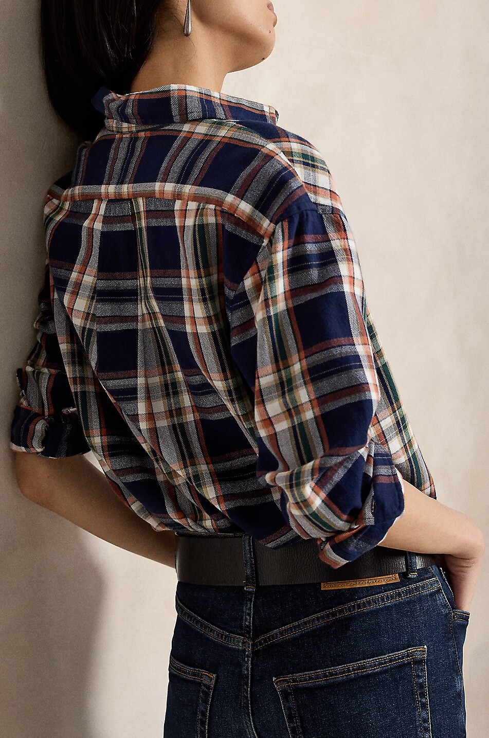 POLO RALPH LAUREN Relaxed Fit Pony checked cotton long-sleeved shirt Women DARK BLUE 4